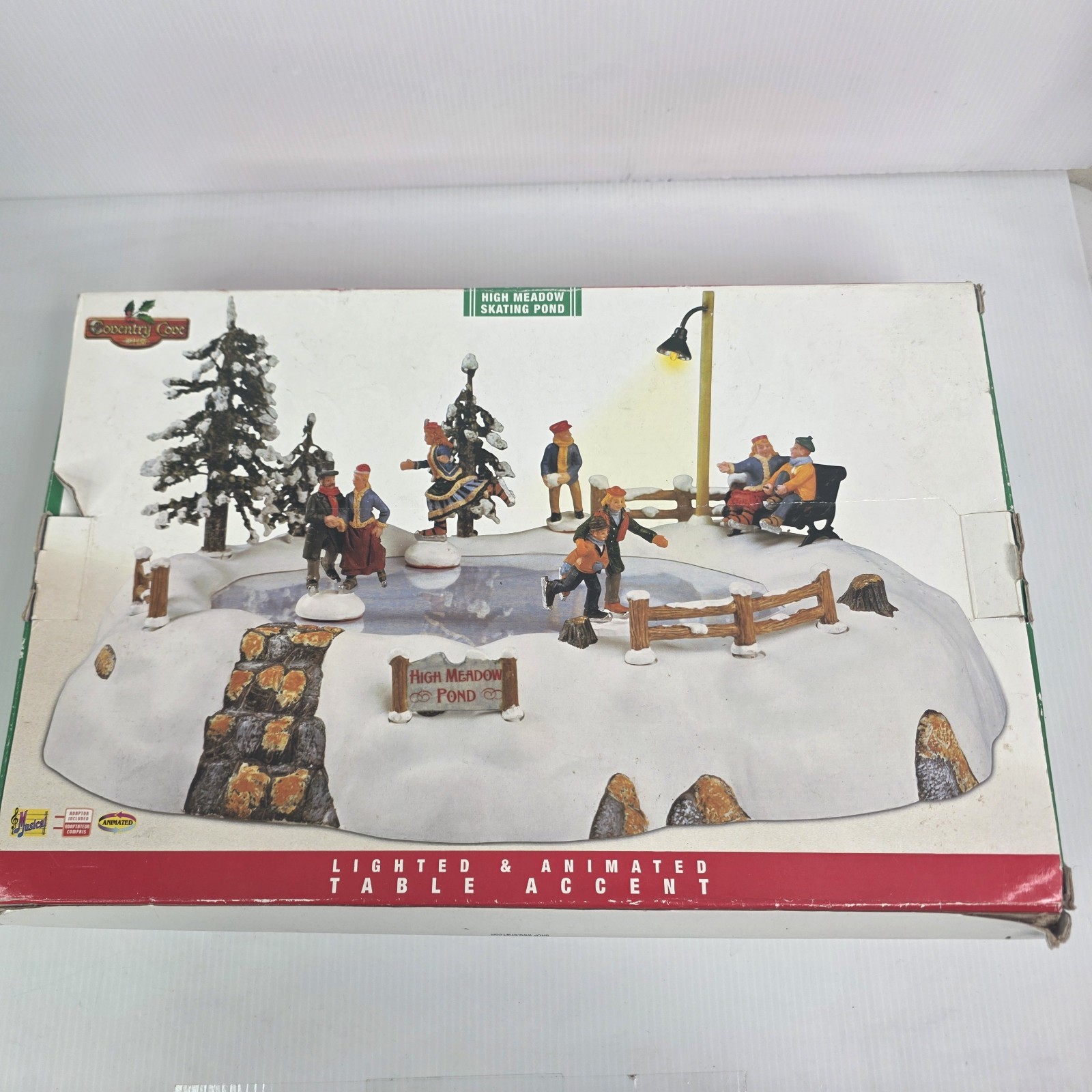 Lemax Carole Town High Meadow Skating Pond Christmas Sound Animated READ