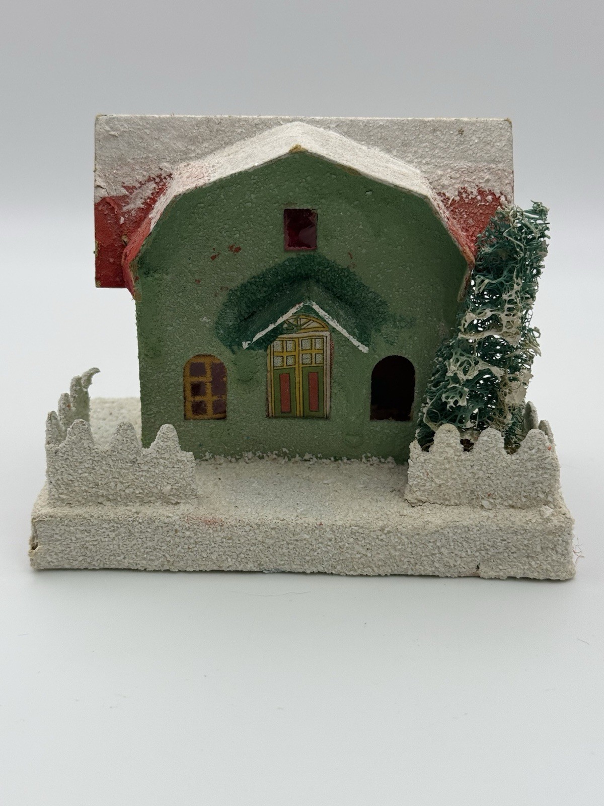 Putz House Japan Christmas Cardboard Glitter House Vintage Decor Building Japan