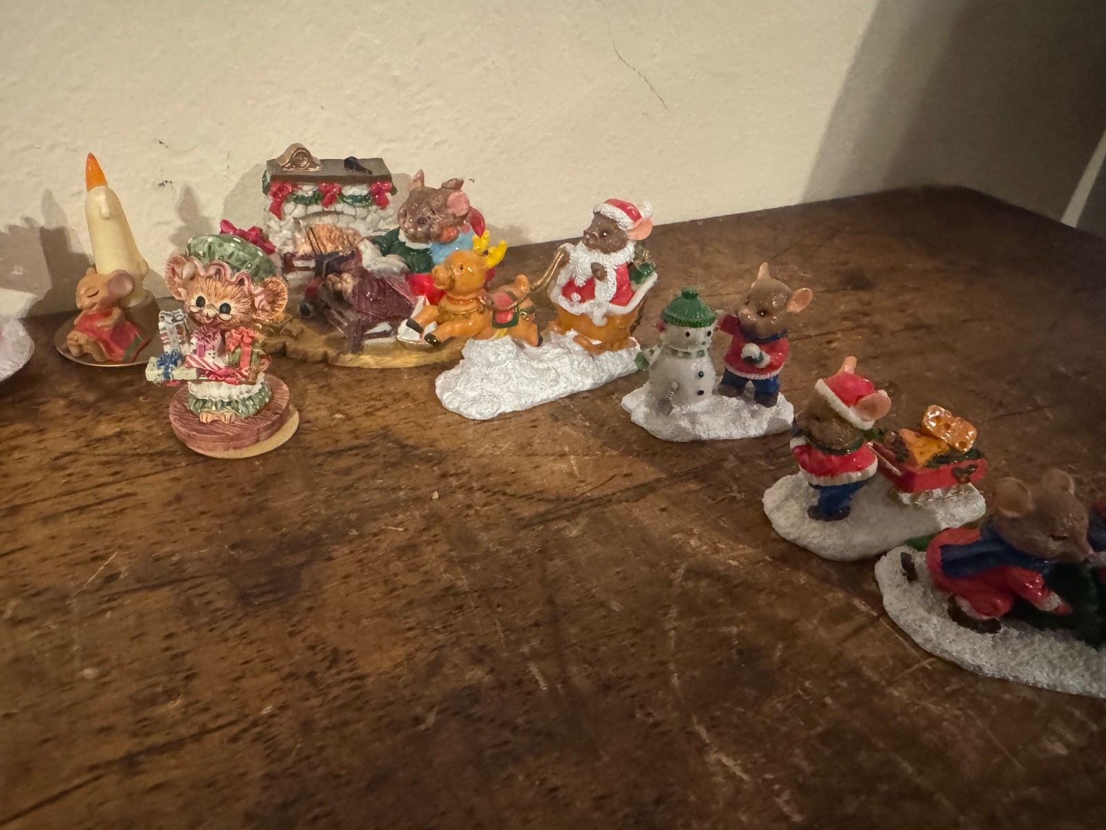 Vintage Christmas Village mouse Figures Lot Of 16