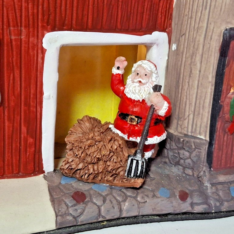 Crosslight Christmas Village Kringle Family Farm Red Barn ~ LED Lights, 8″ Tall