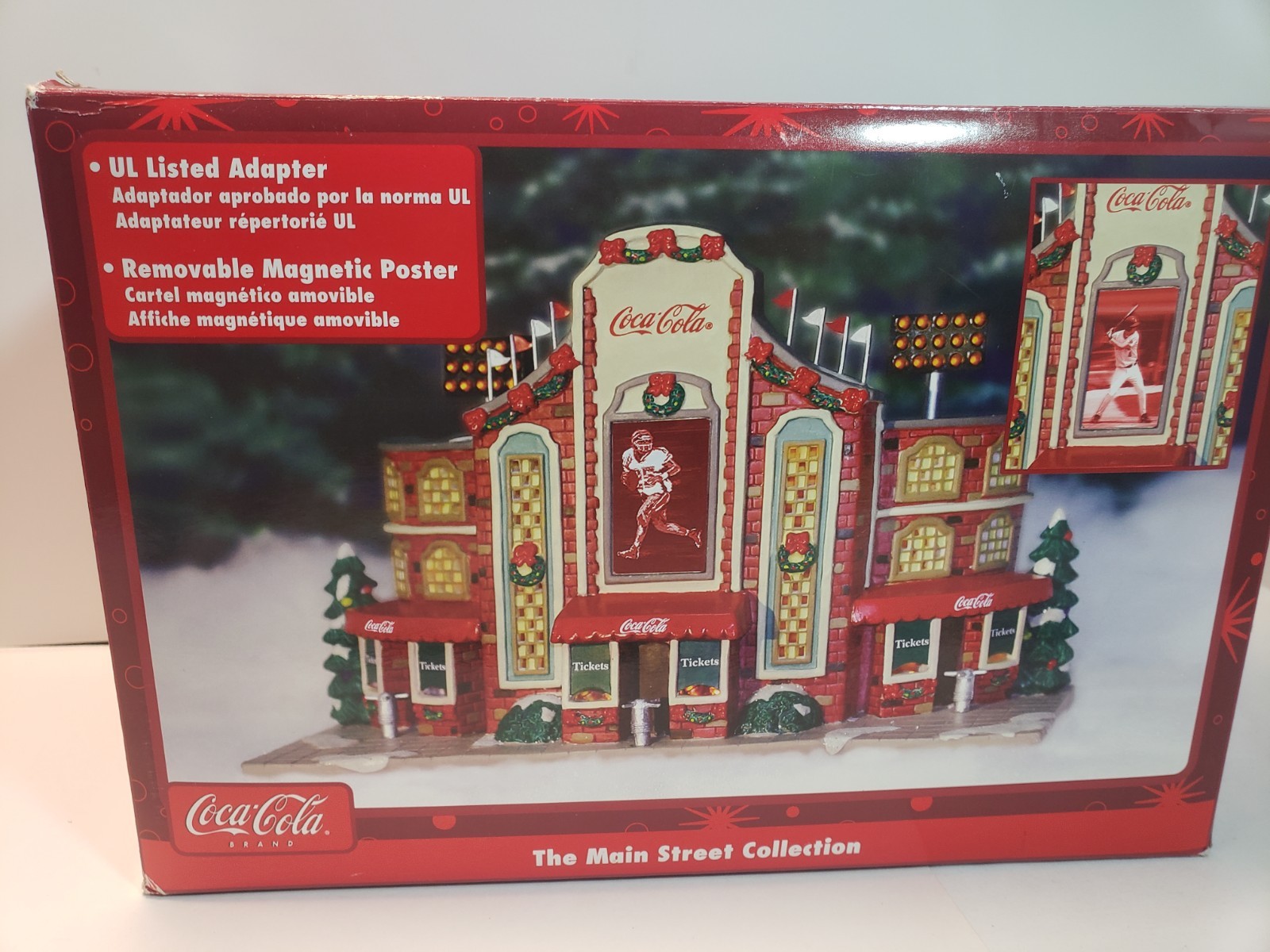Coca Cola Main Street Collection 2007 Lighted Baseball Football Stadium New