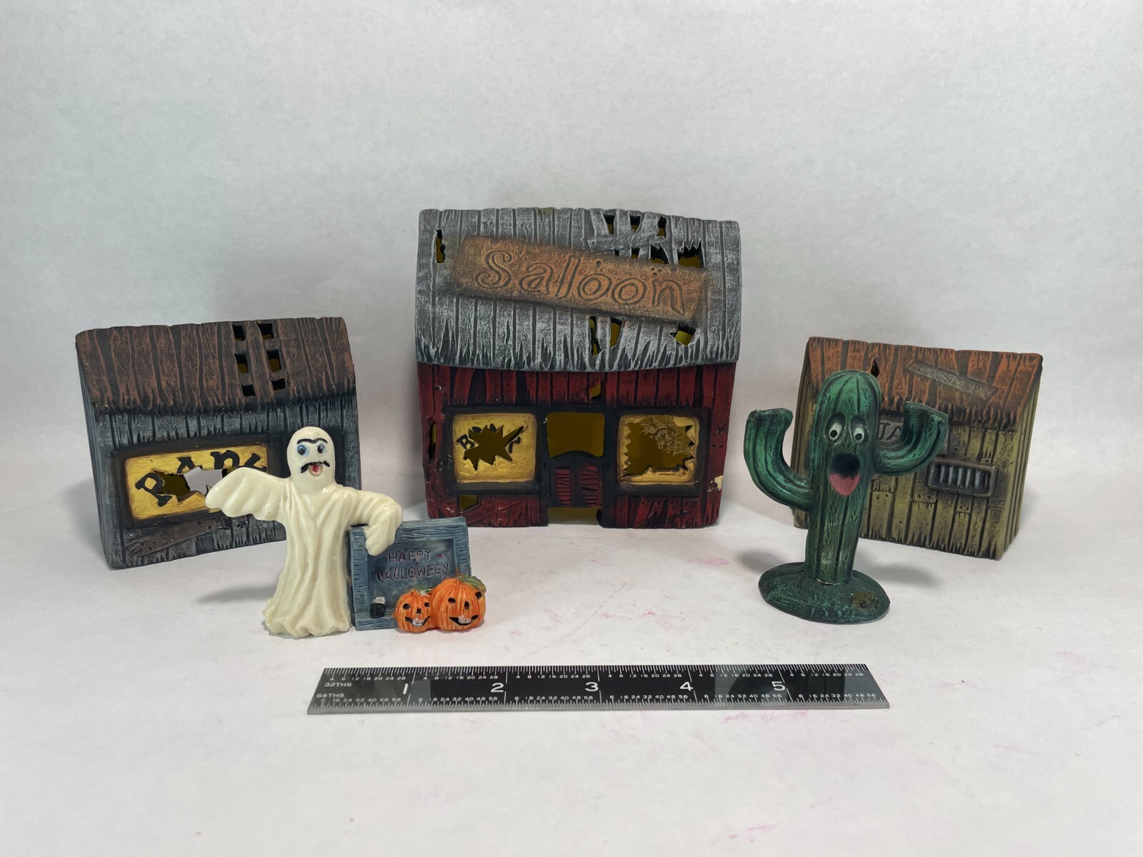 Halloween Village Decor Haunted Western Ghost Town 5 Piece Set