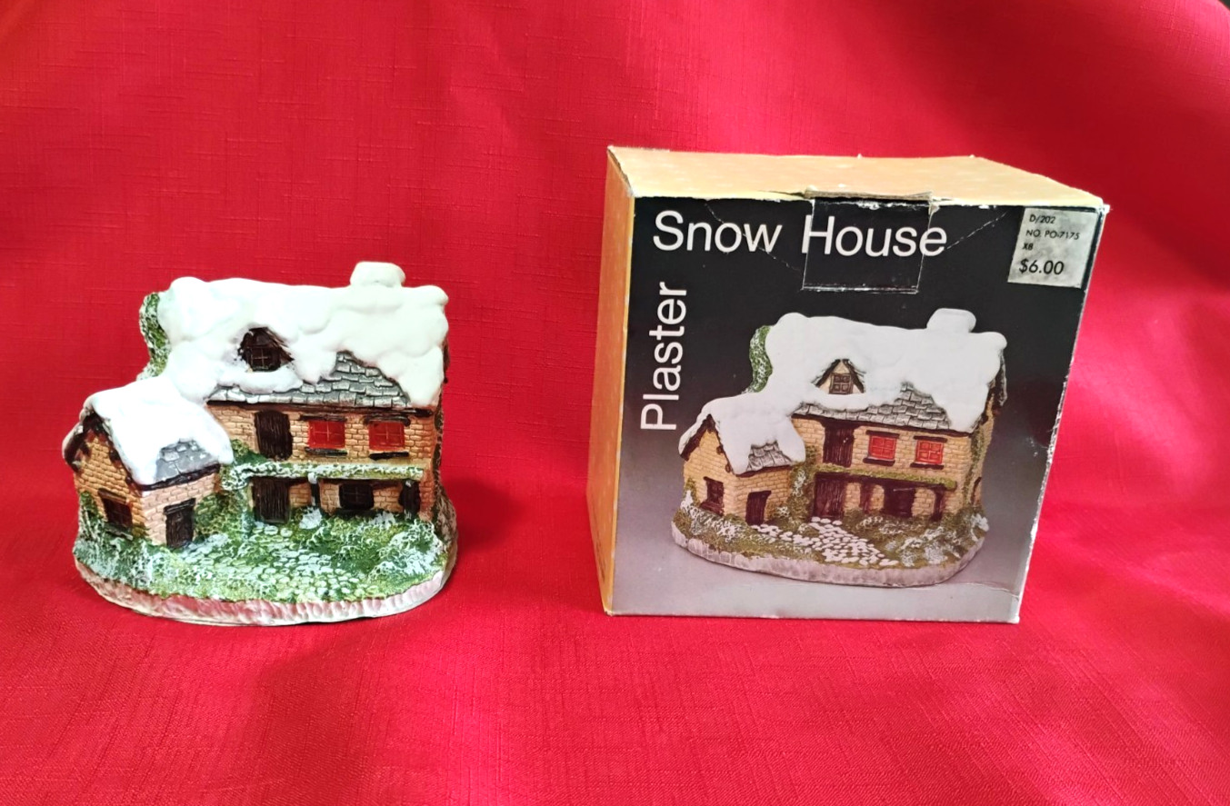 Vintage Christmas Village Snow House With Chimney In Original Box