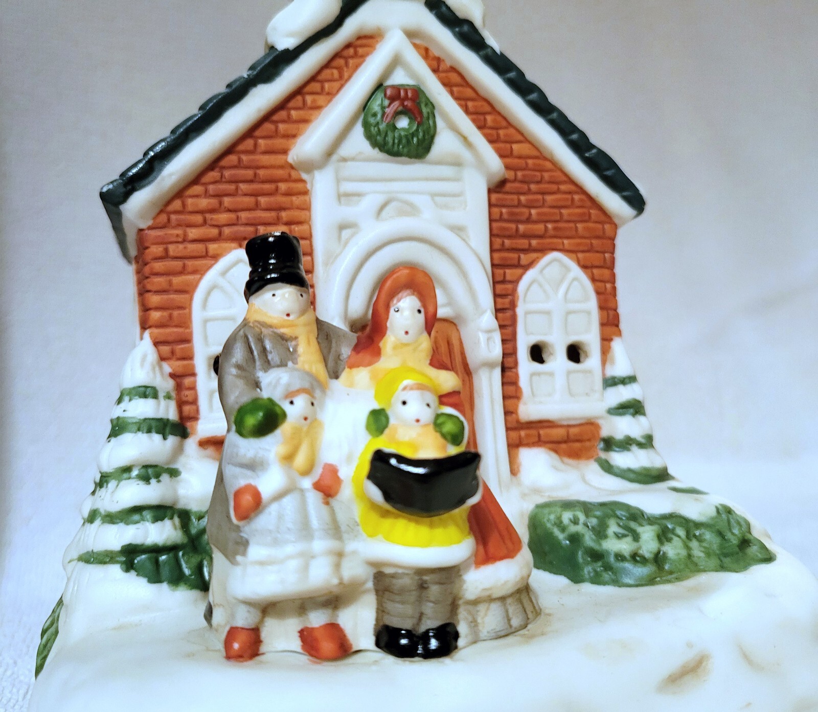 Vintage BADCOCK Holiday Porcelain Church Musical Hand Painted With Box Retired