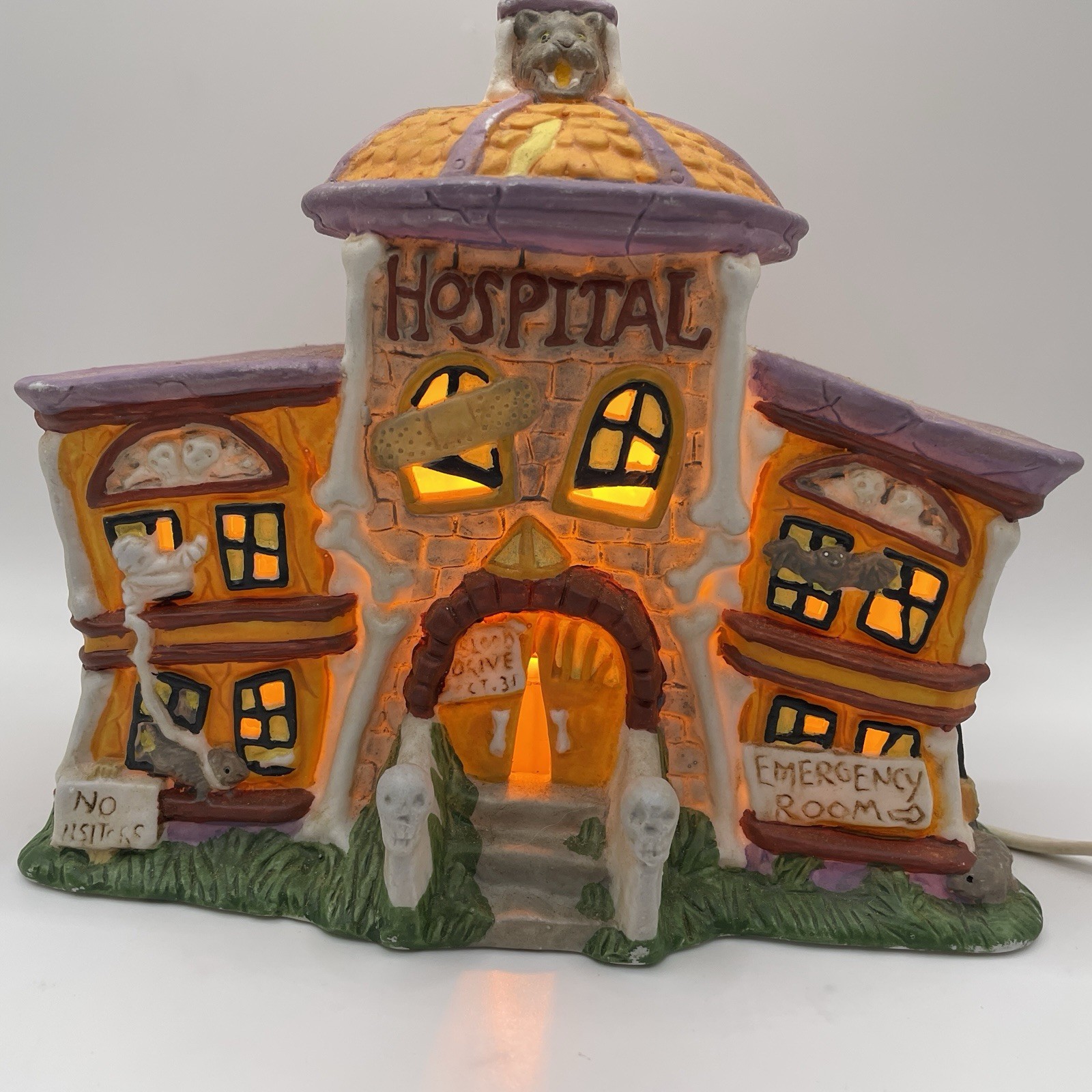 Porcelain Halloween Haunted Hospital Lighted Works