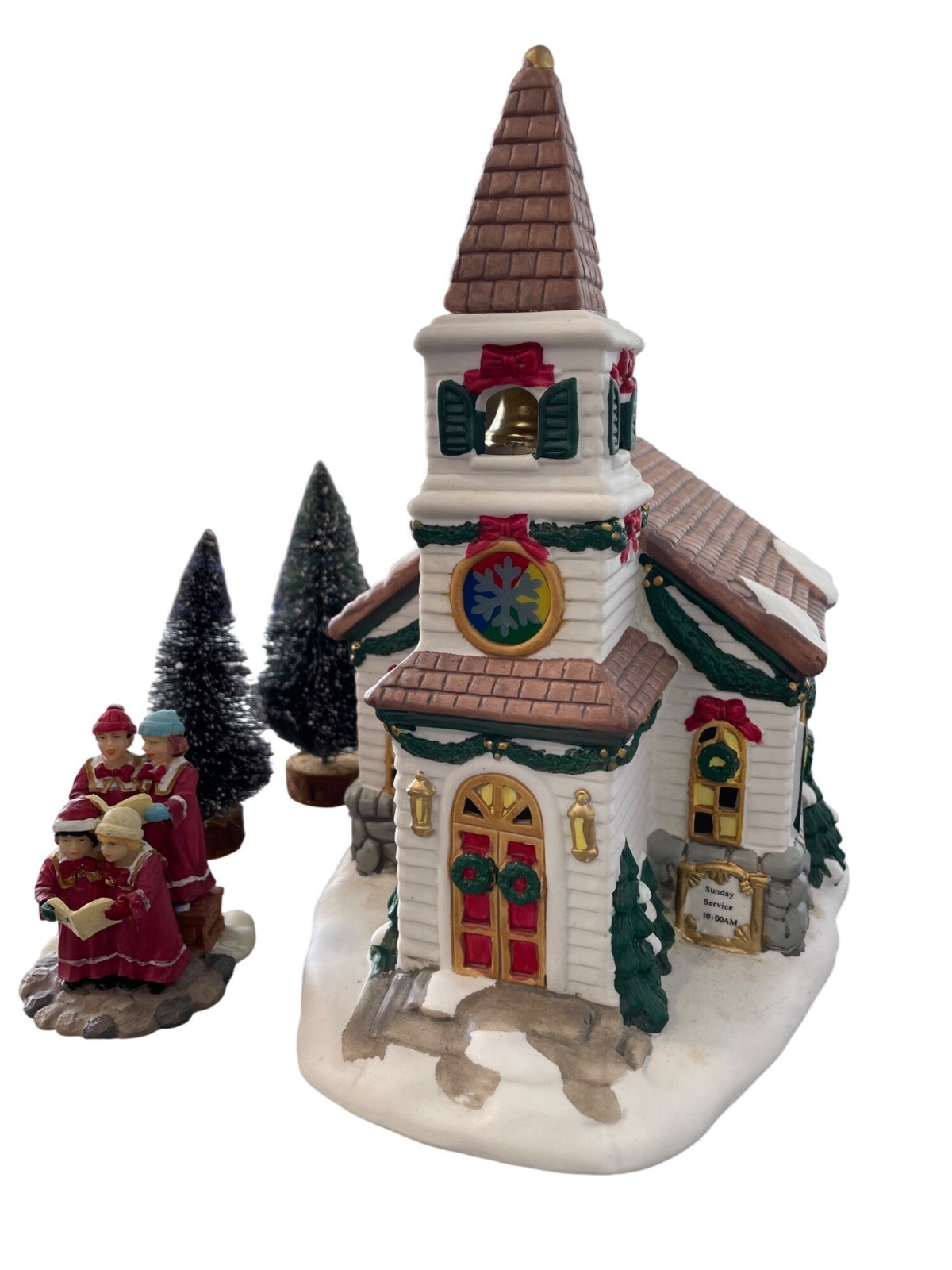 Snowflake Falls Lighted Church Set Christmas Holiday Village 8 Piece Figurines
