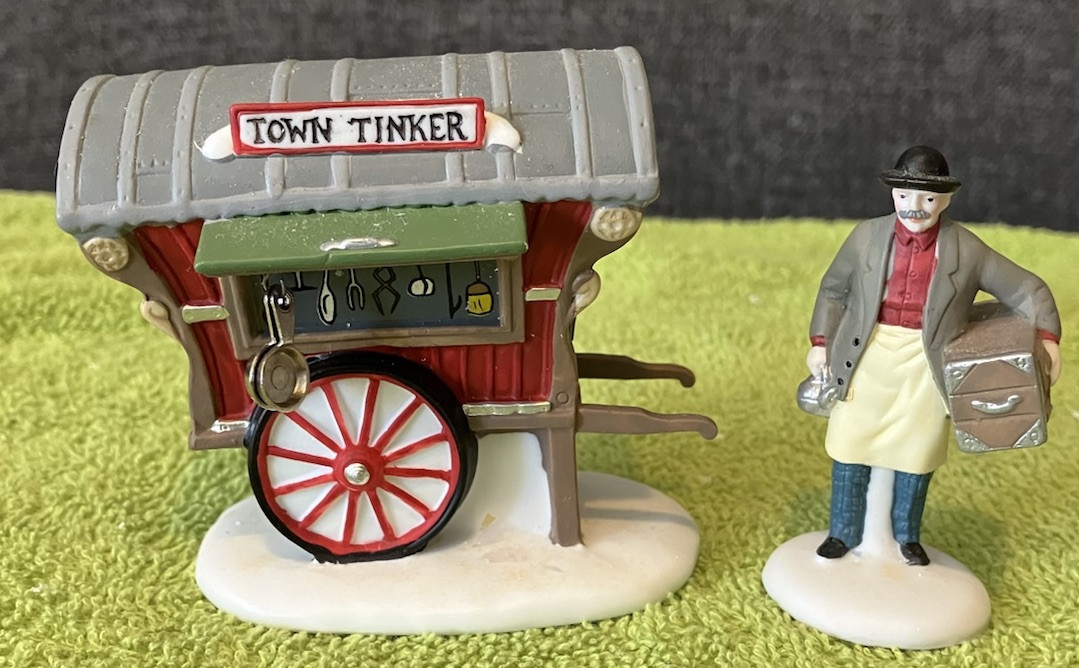 Dept 56 Heritage Village Collection “Town Tinker” #5646-4 With Box & Small Pans