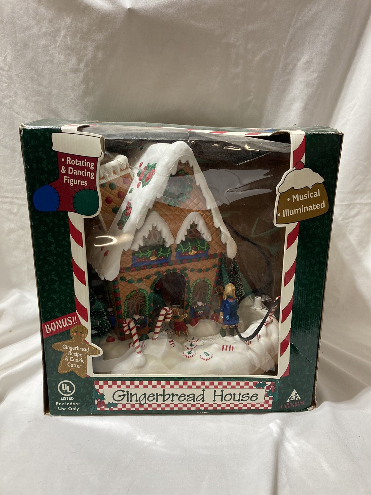 Holiday Creations Christmas Gingerbread House Animated Lighted Musical Vintage