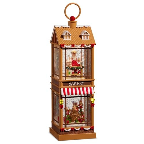 Santa and Elves Lighted Water Story Bakery, 12.5-inch Height, Christmas Decor