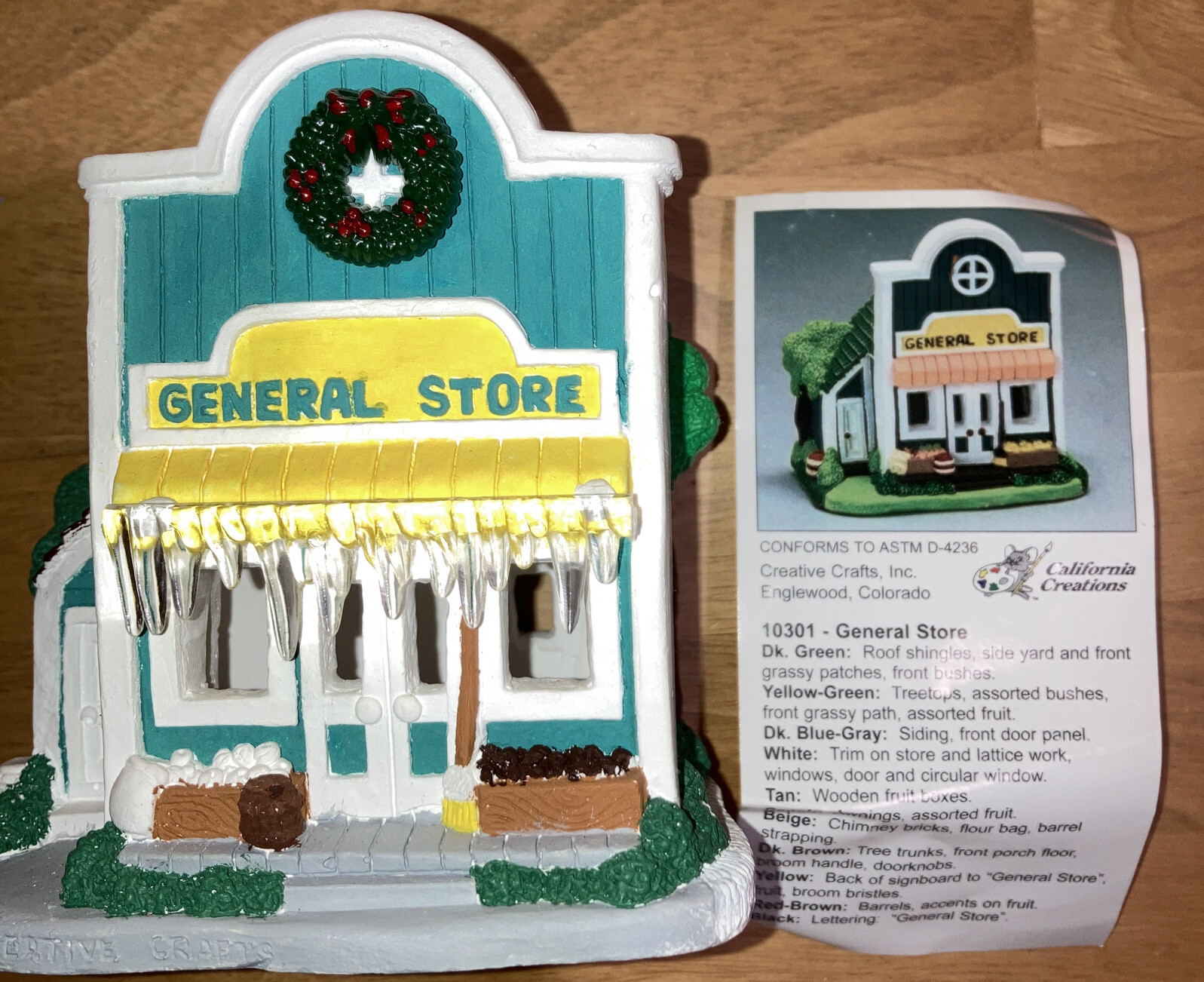 California Creations Painted General Store Christmas Holiday Village Used 10301