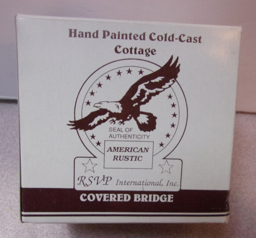 1989 RSVP American Rustic Series Hand Painted Covered Bridge w/Box Christmas Vtg