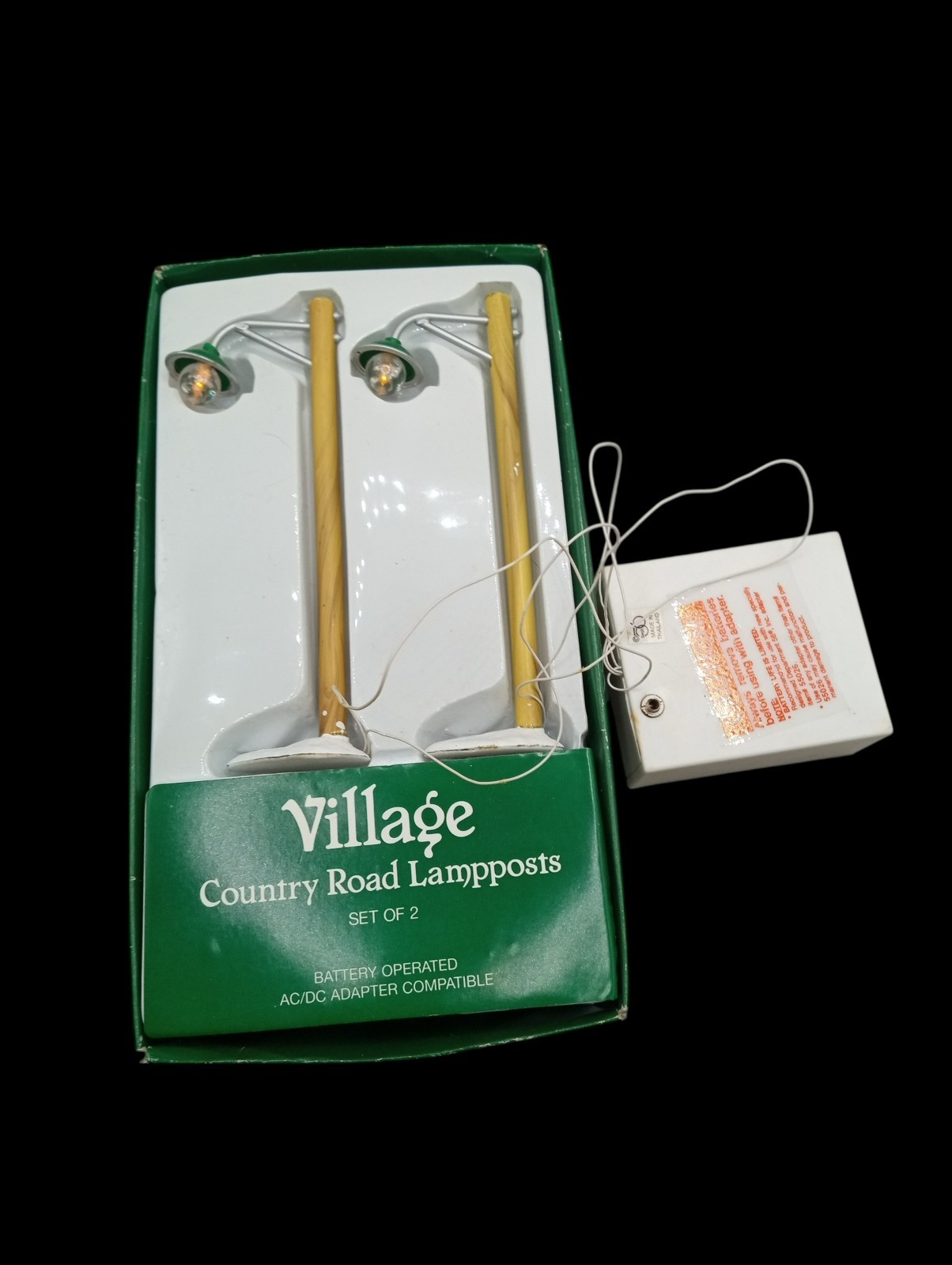 Village Country Road Lampposts Set of 2 Battery AC/DC Adapter Compatible