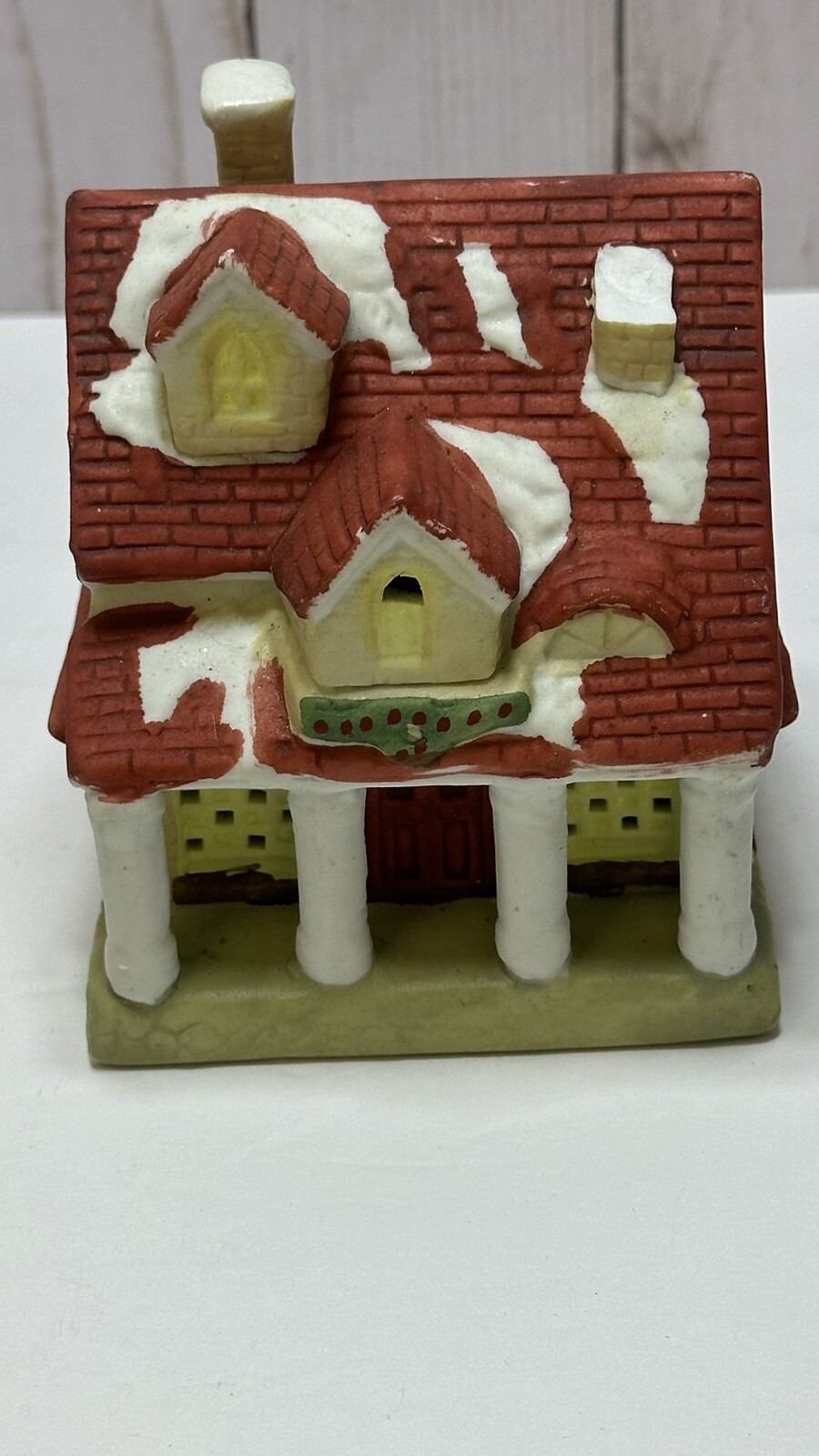 Vintage Christmas 1995 Santas Best Porcelain Holiday Village Broken Chimney