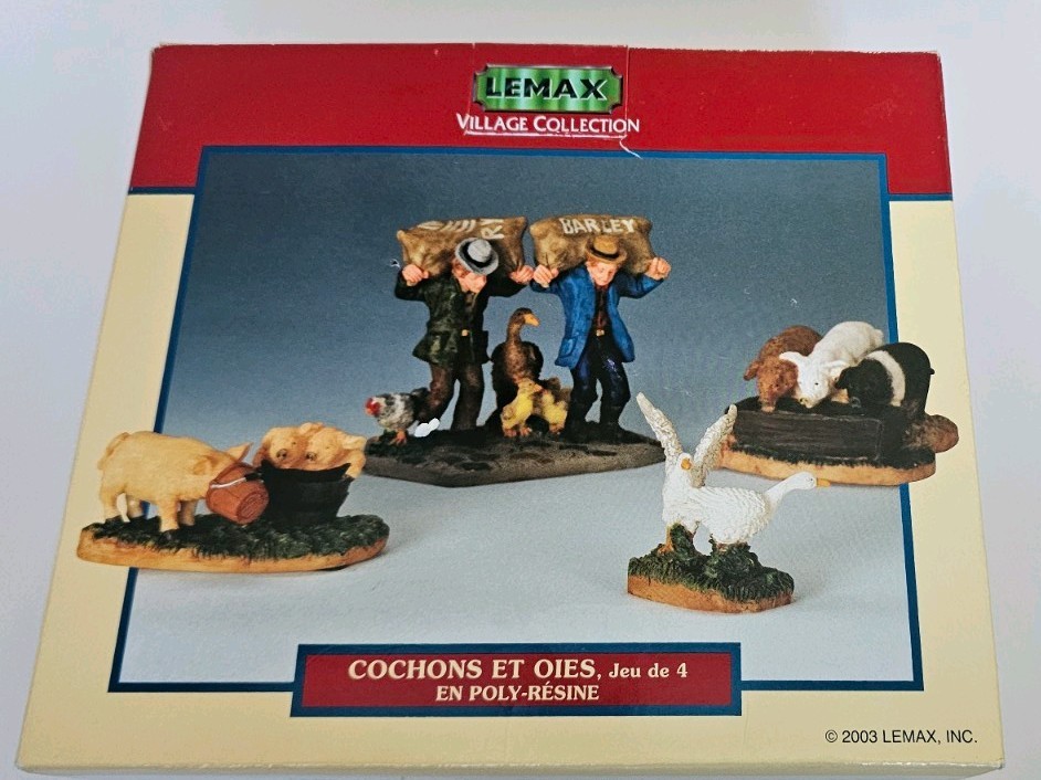 LEMAX VILLAGE HONK HONK SQUEAK SQUEAL 2003 Set of 4 Farm Animals Figures w Box