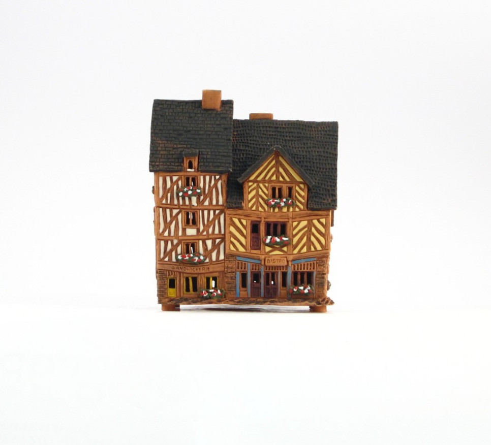 Ceramic Tealight Holder Miniature House in Rennes, France 15 cm Midene Handmade
