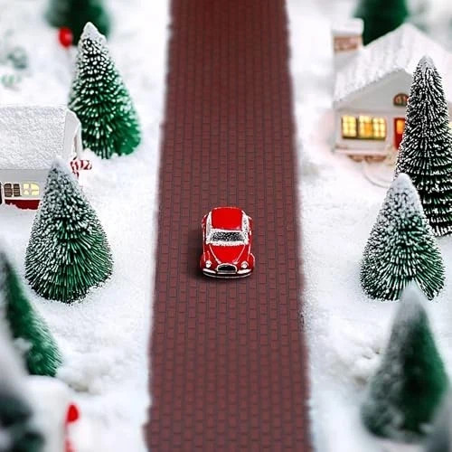 4 Pcs Christmas Village Reddish Brown Brick Road-39 x 39″x 3.5″-reddish Brown