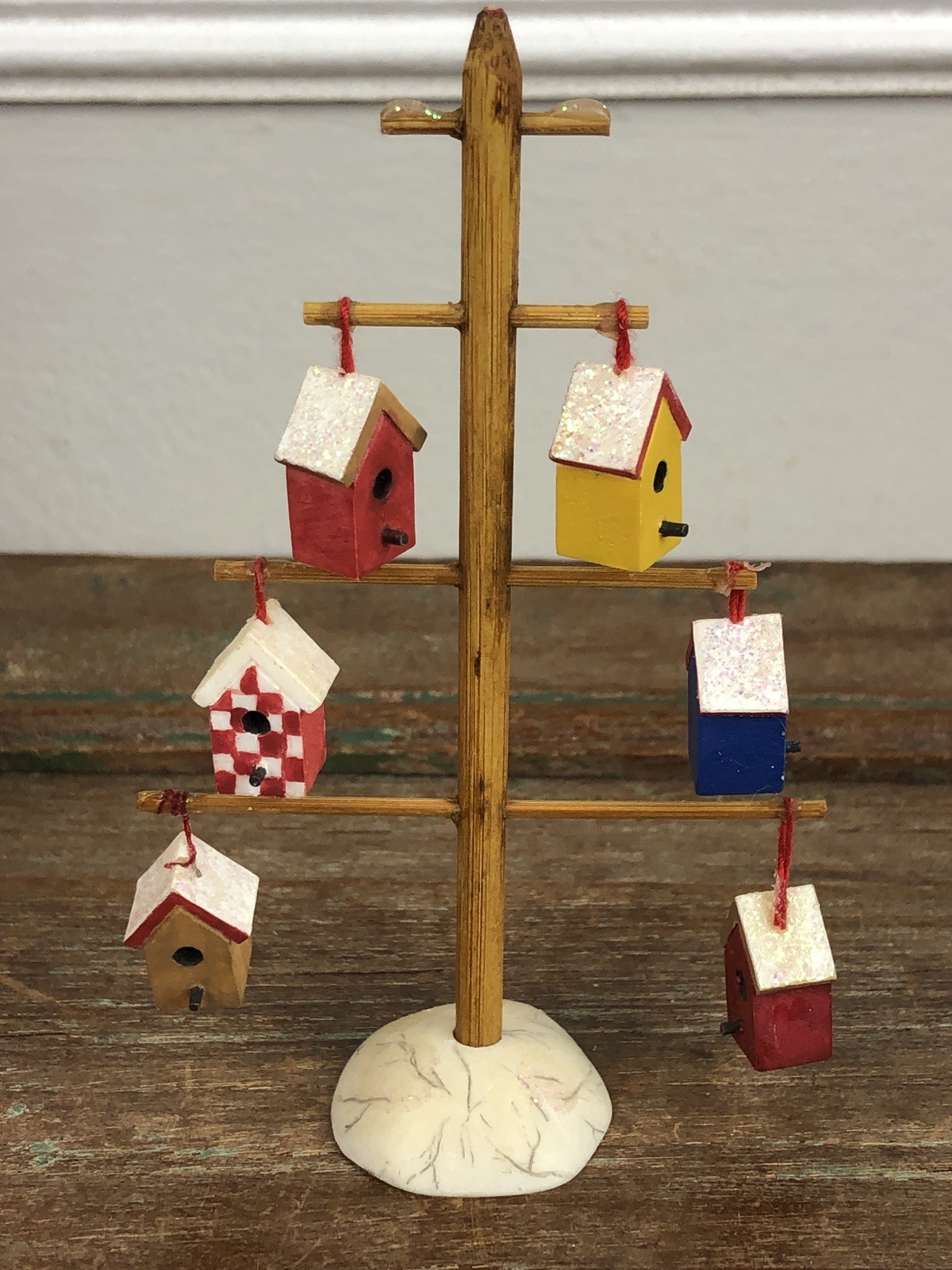 Dept 56 Village Accessory Bird Houses Bird House Tree HTF Wooden Wood