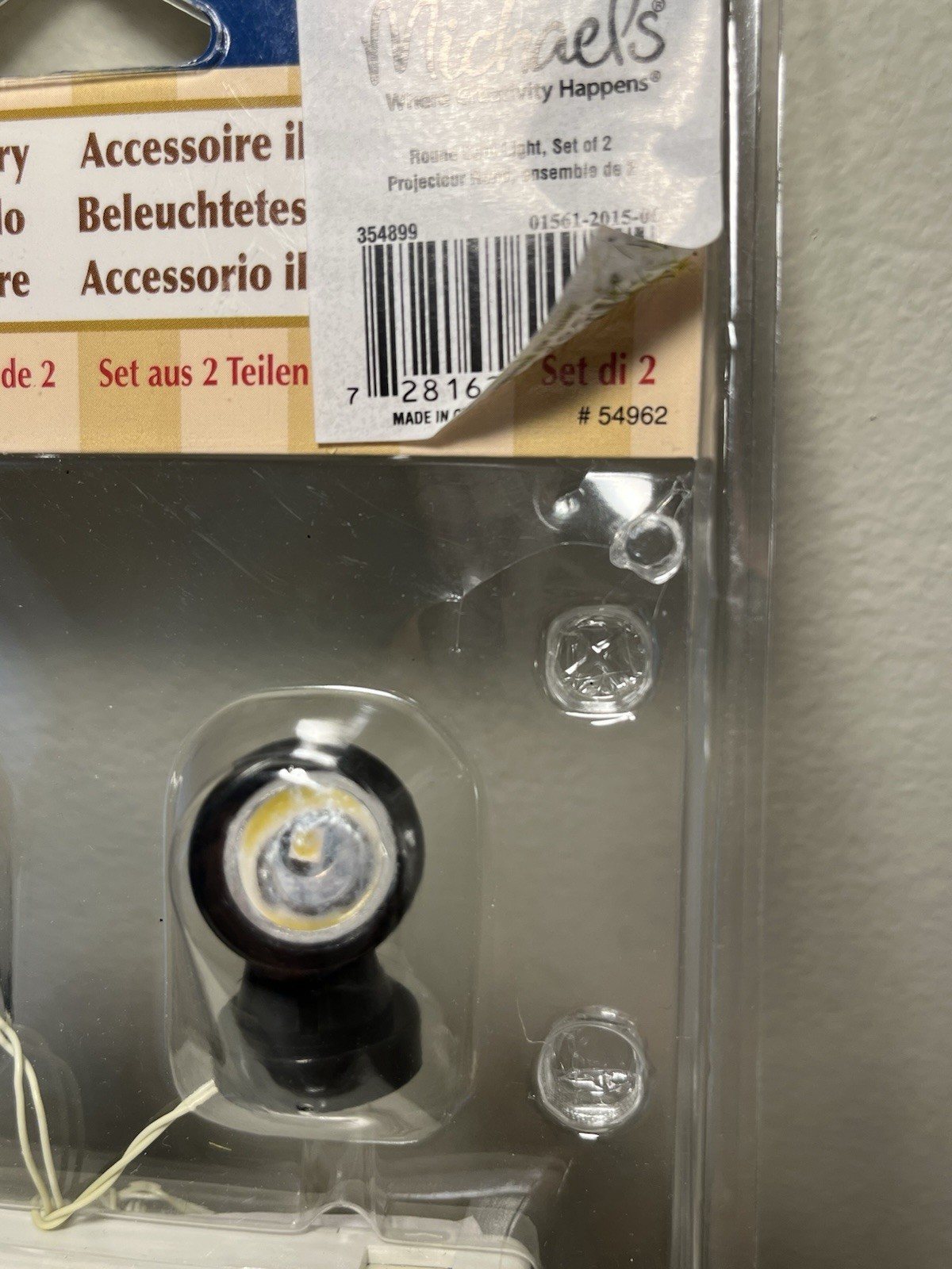 Lemax Round Spot Light 2pc Set Clear Holiday Village Accessories #54962