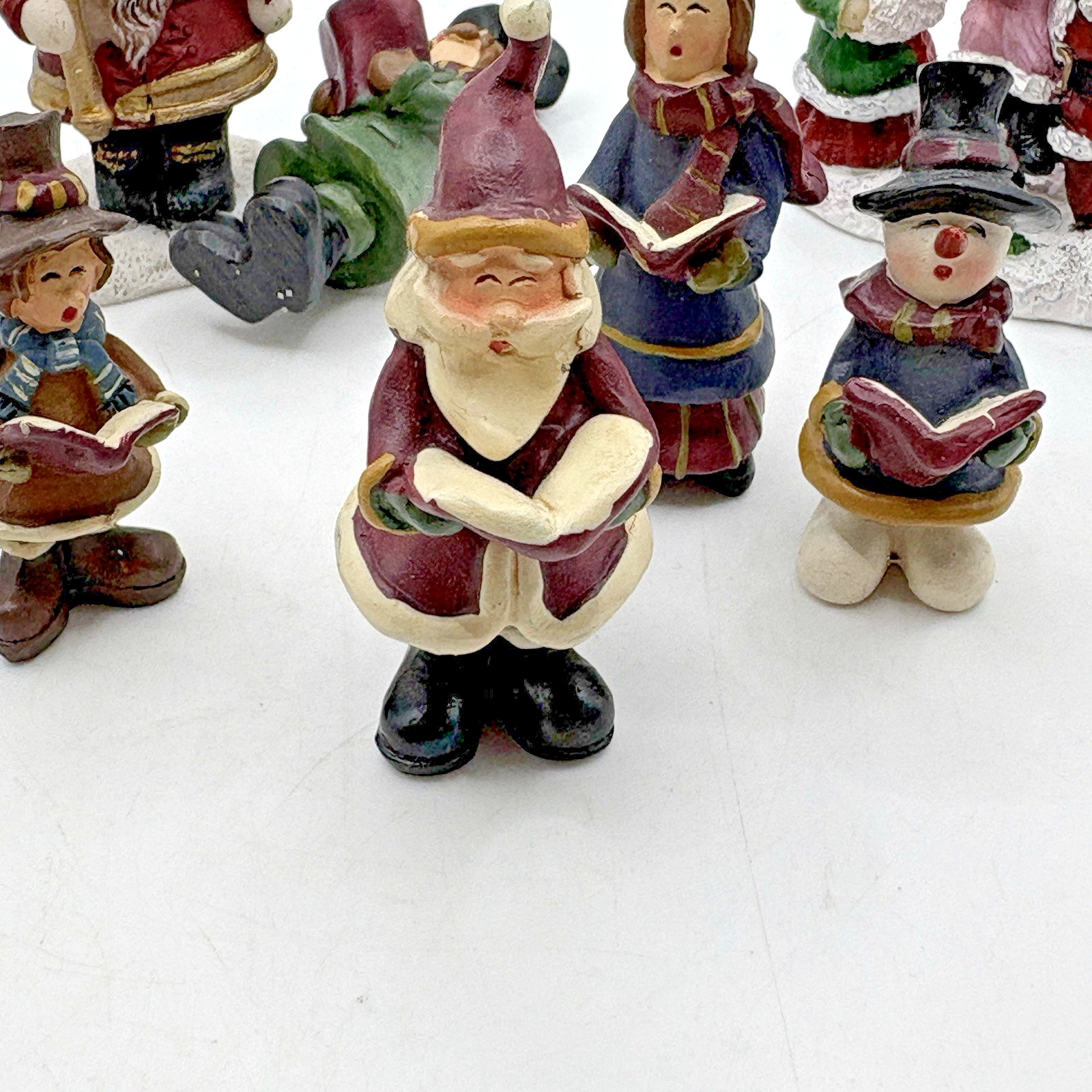 VTG Set Of Christmas Village Pieces People Figures Miniature Carolers Lot Of 7