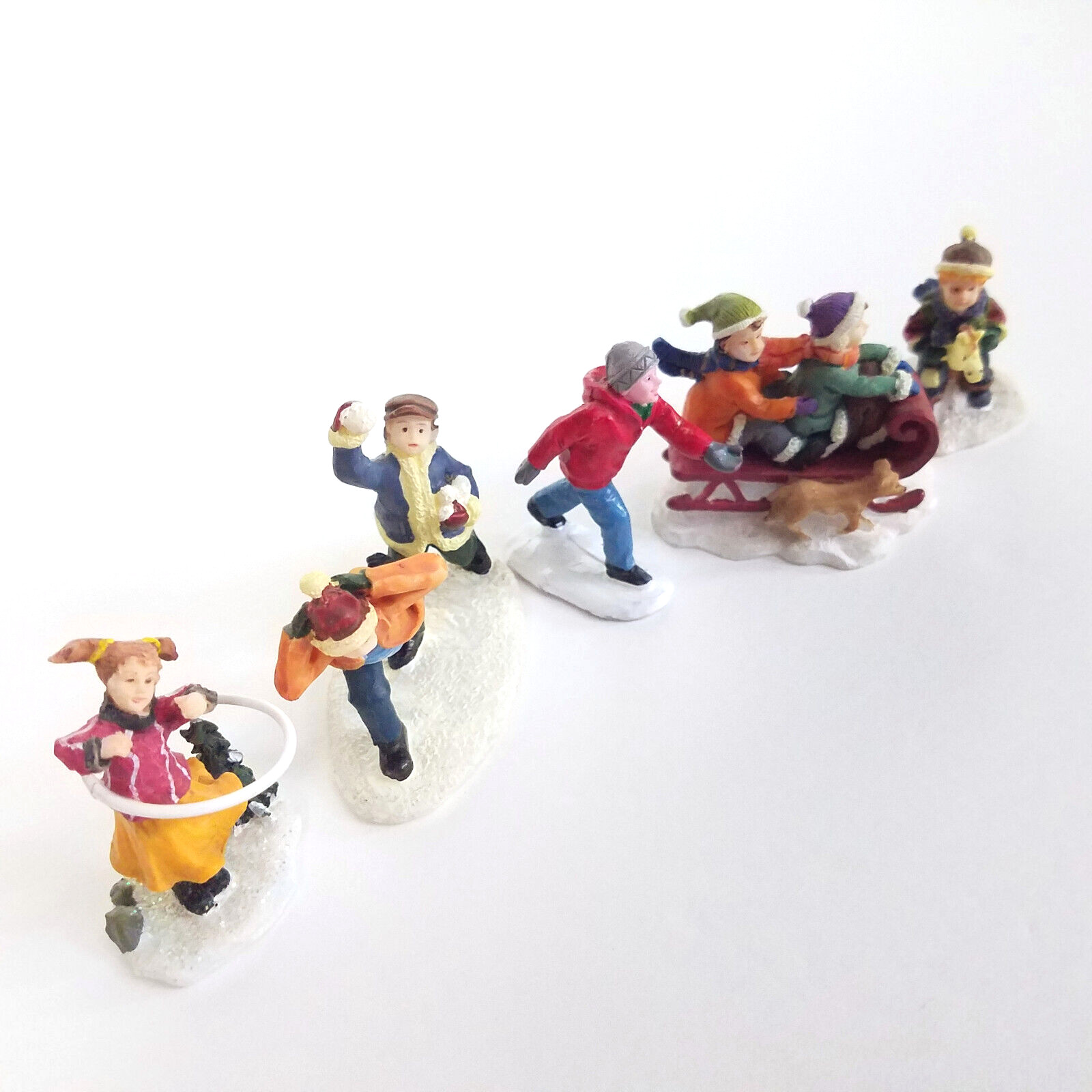 Santa’s Workbench 2004 Winter Sports Figurines 7322829 Children Playing In Snow