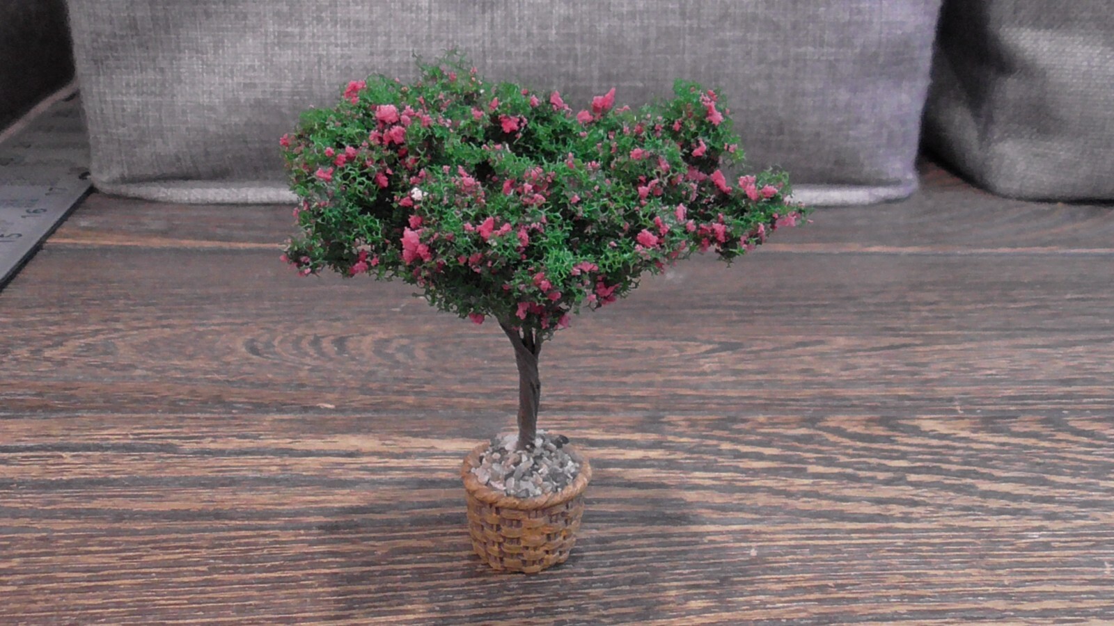 4″ Mini Potted Pink Flowering Tree for Dollhouse Fairy Gardens & Villages #104
