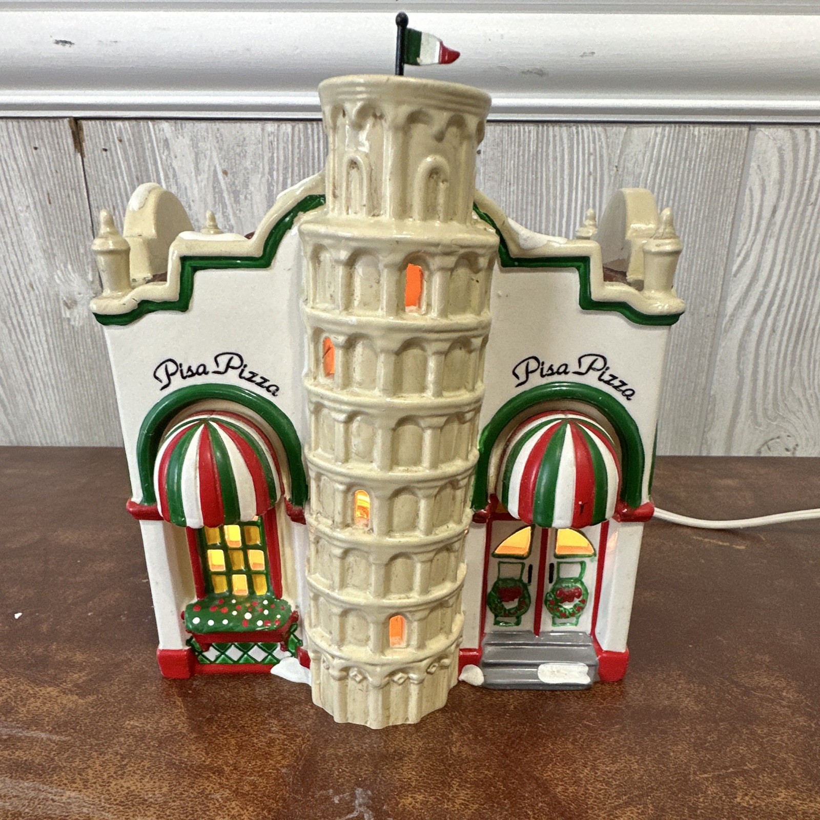 Department 56 Snow Village Pisa Pizza Lighted Ceramic Building 1995 – no box