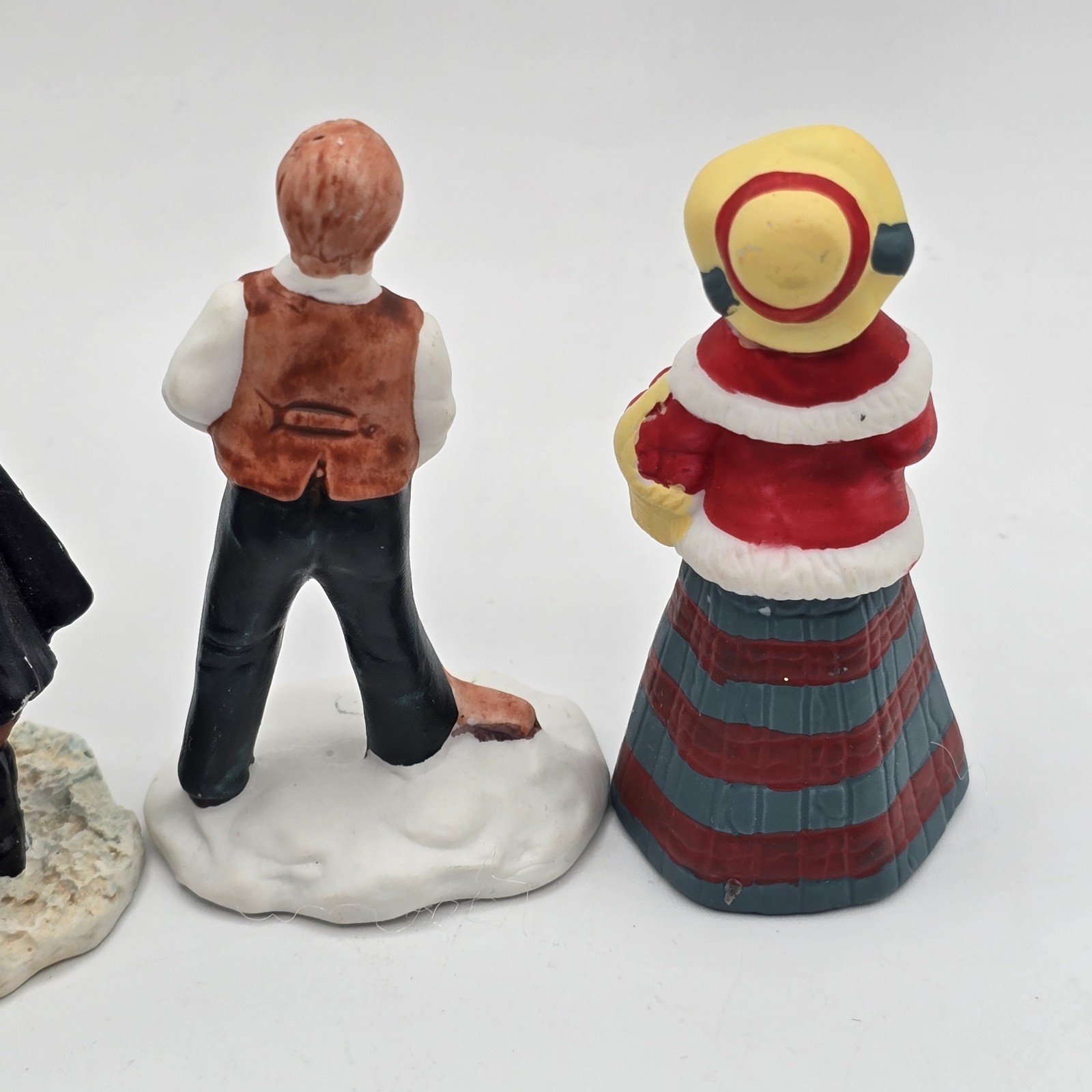 Vtg Christmas Village Figures Lot Ceramic Miniature Victorian People Girl Boy