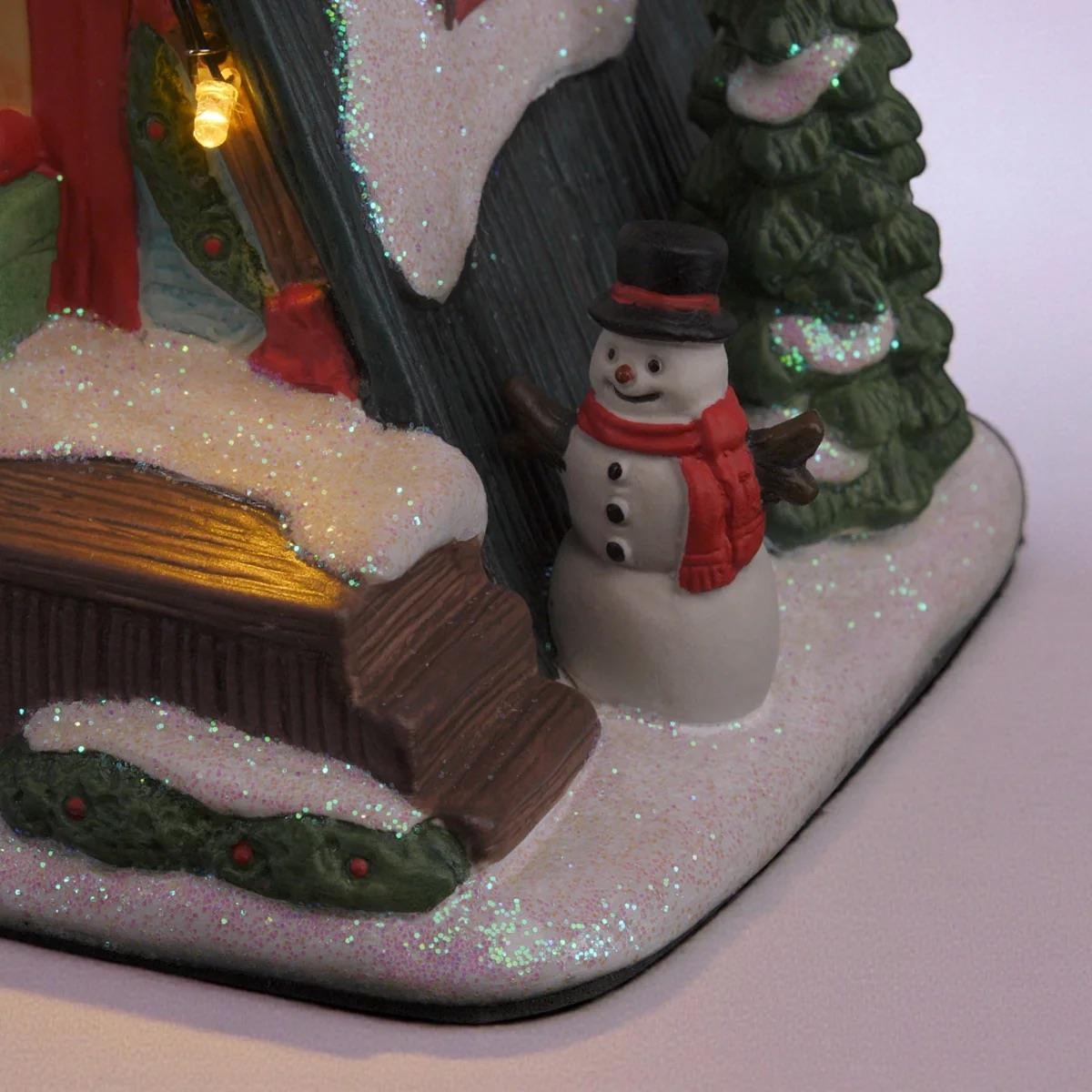 FG Square Country Log Cabin Christmas Village w Big Presents Display MC3005