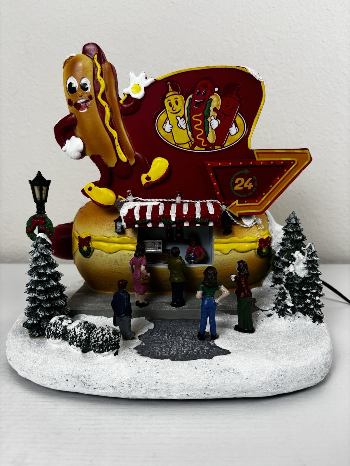 Musical Frank’s Hot Dogs with Light Show Christmas Village Natures Mark Plays