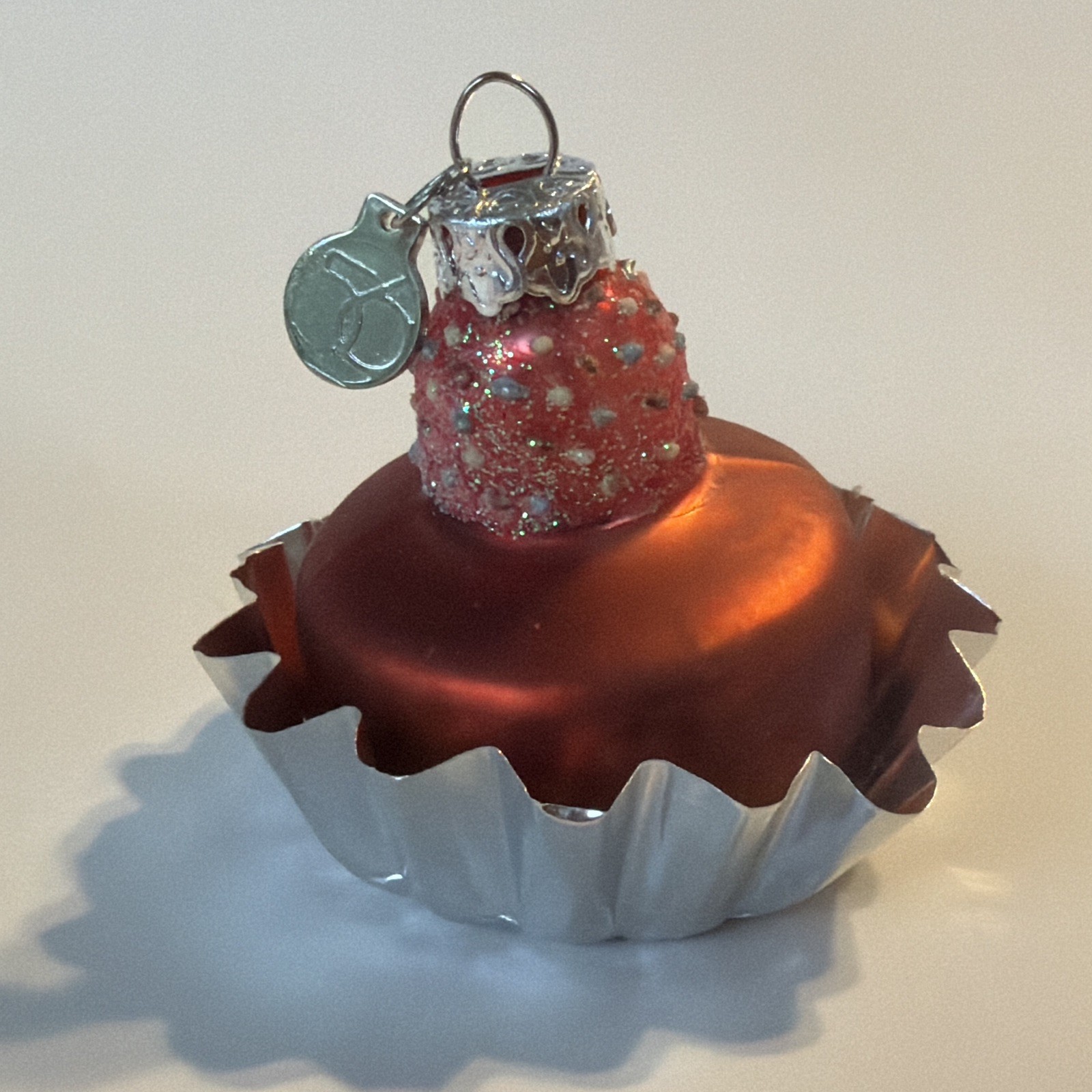 Dept 56 Glass Pastry Christmas Ornament Cupcake Tiered Cake Foil Decorated
