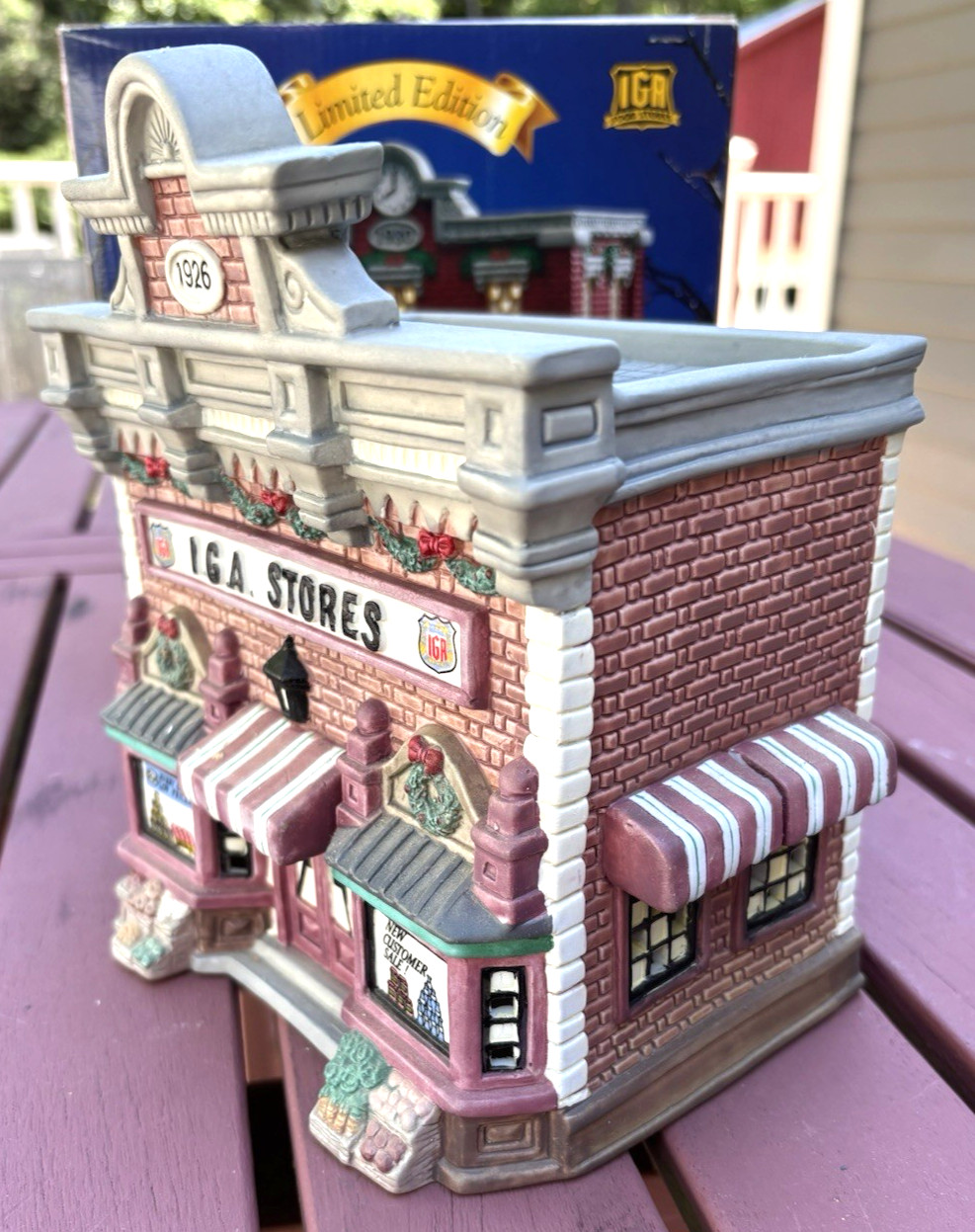 IGA Stores 1926 70th Anniversary Light Up Christmas Village, Rare From 1996, EUC