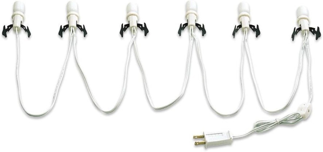 Village Collection Six Socket Light Set, 108-Inch Cord, Elegant White Finish