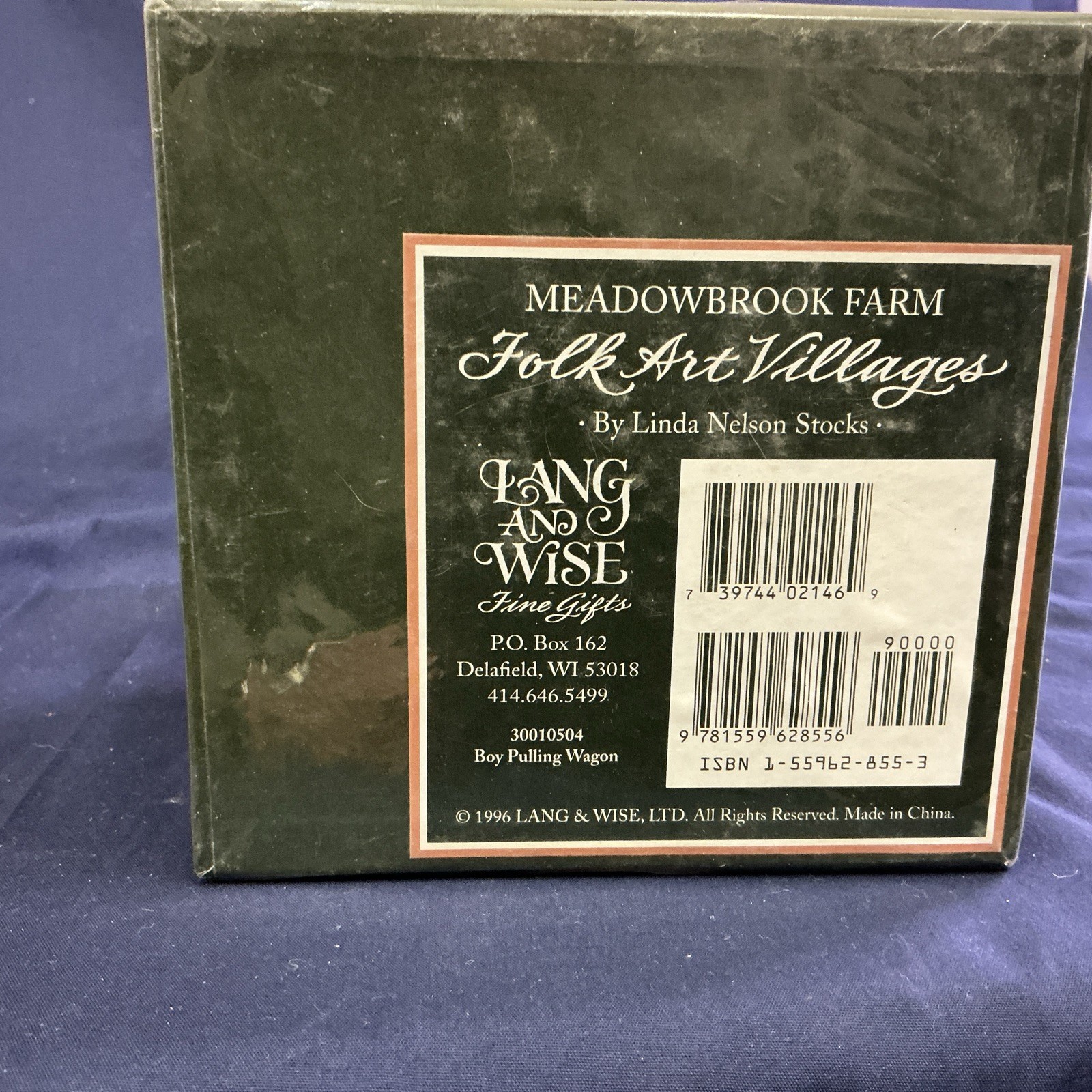 Land & Wise Meadowbrook Farms Folk Art Village 30010504 Boy Pulling Wagon
