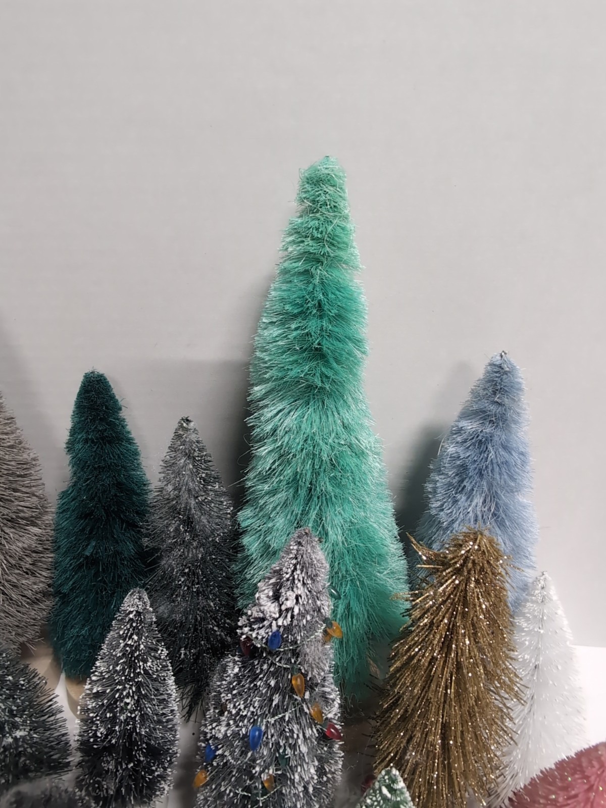 Lot Of 15 Village Christmas Trees, Accessories , Decor Inches, Colorful,