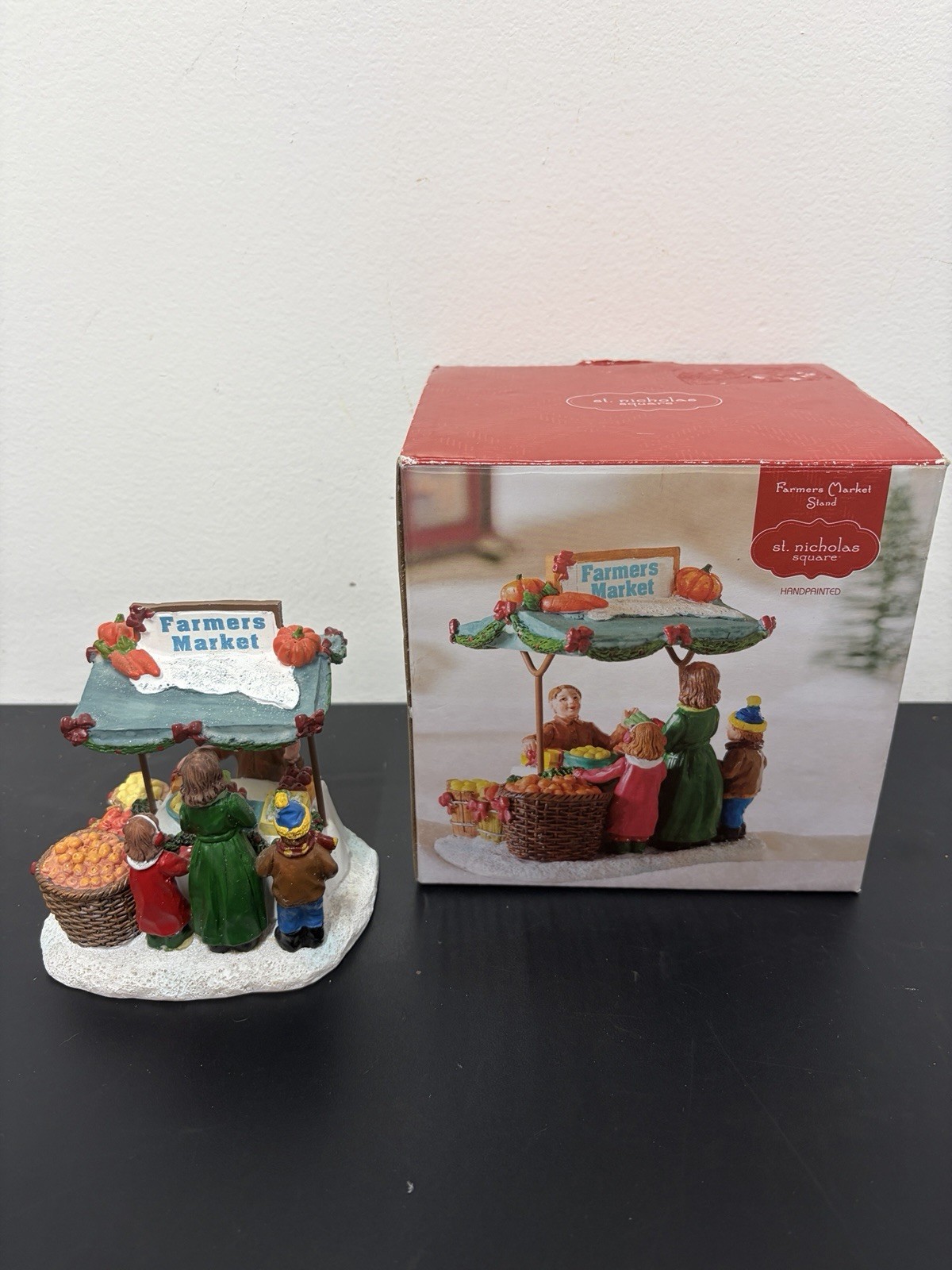 Vintage St Nicholas Square Christmas Village – “Farmers Market Stand” With Box