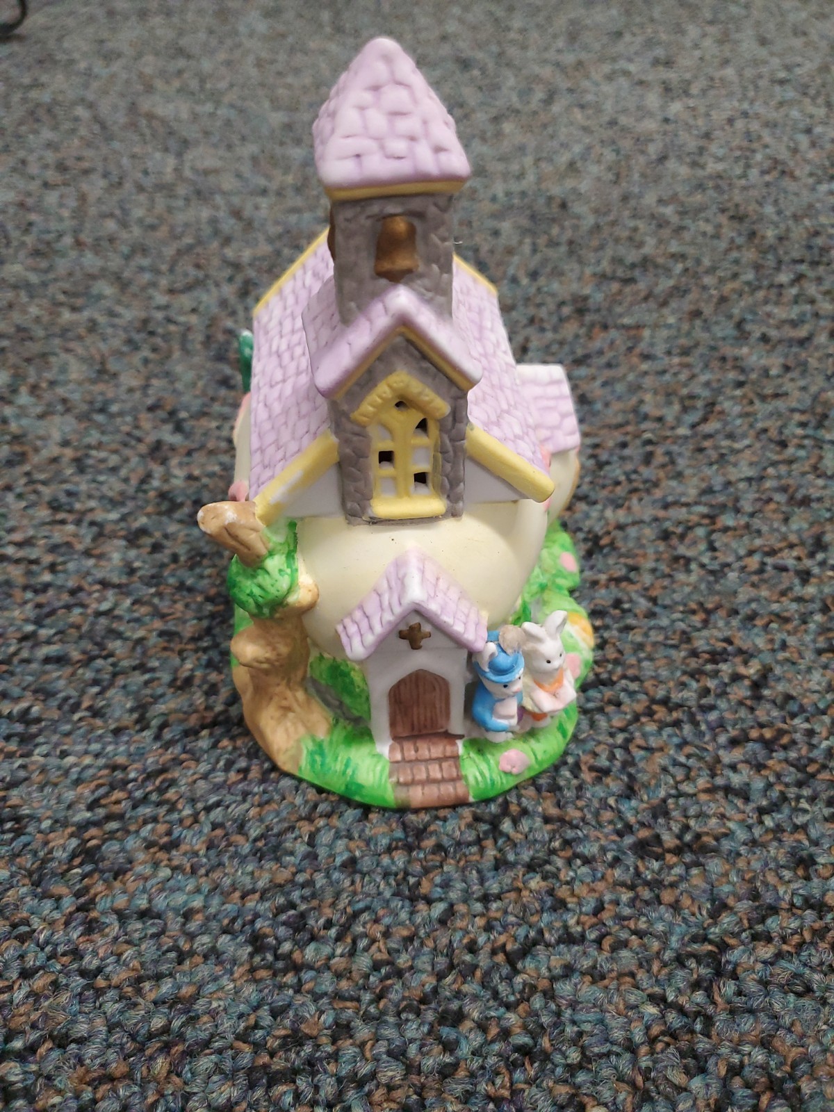 Cottontale Cottages Easter Ceramic Church Bunnies Hand Painted Spring Decor