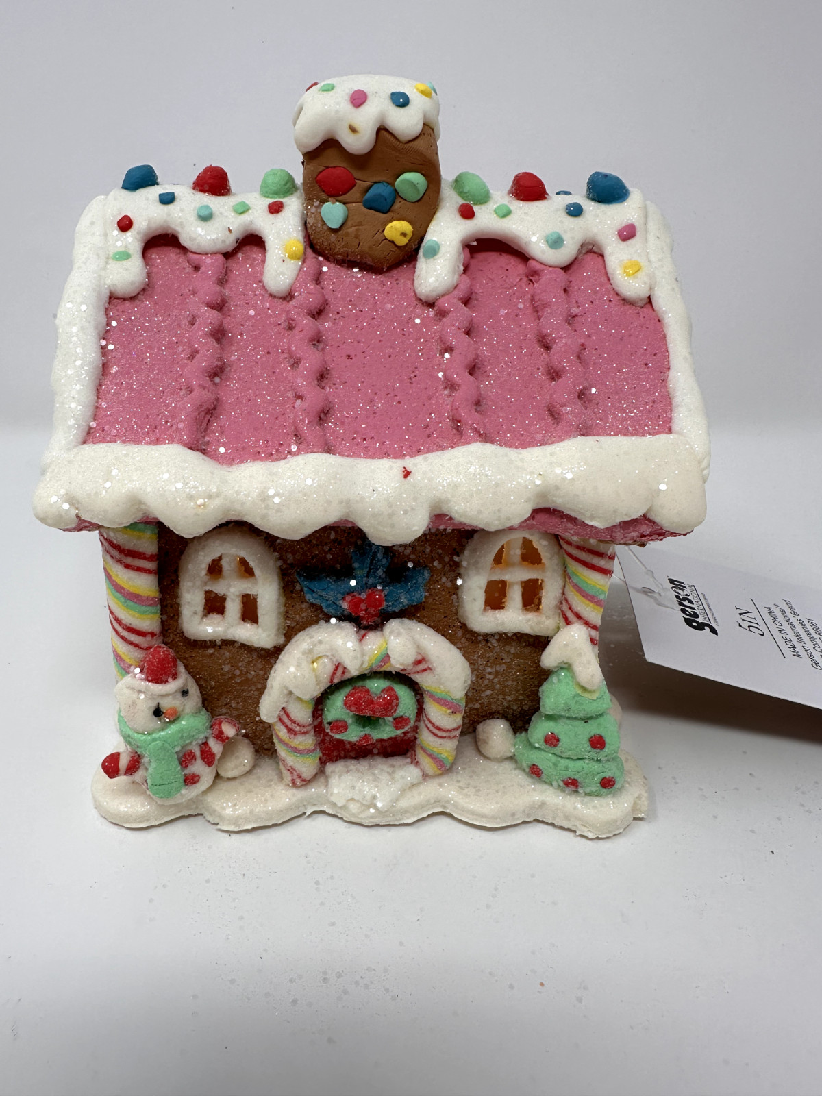Gingerbread House, Candyland Christmas Village, Pastel Pink, Blue, White NEW 5″