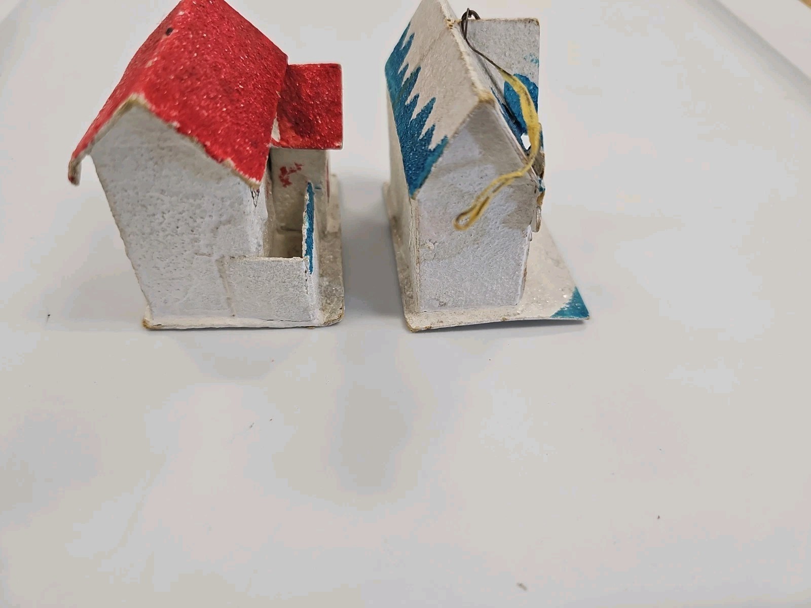 Vintage Christmas House Paper Mache Cardboard Cellophane Glitter Japan