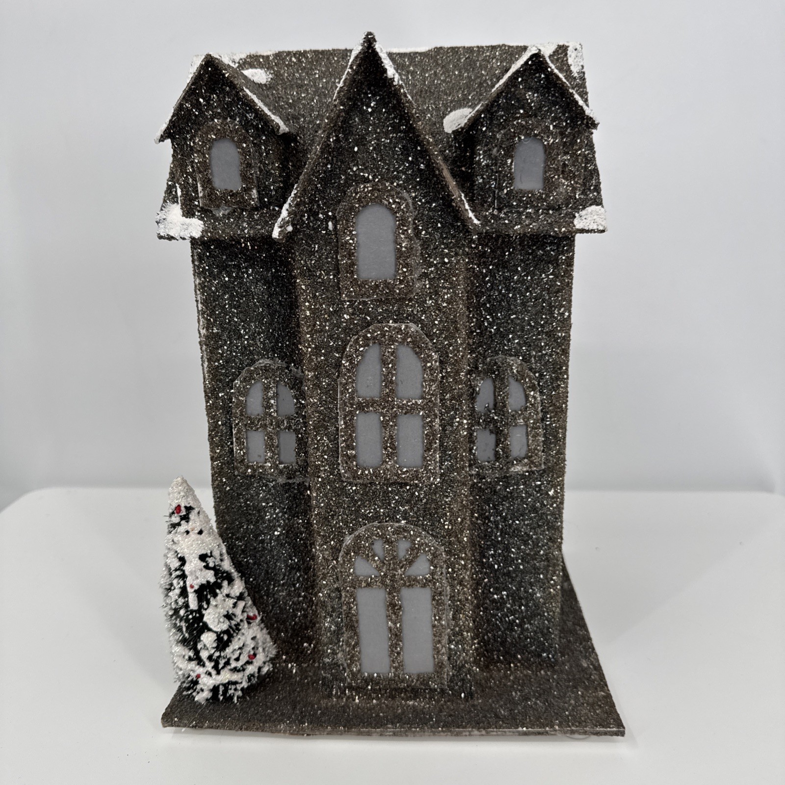 Christmas Cardboard Glitter House Holiday Decor Whimsygoth Glitter Light up