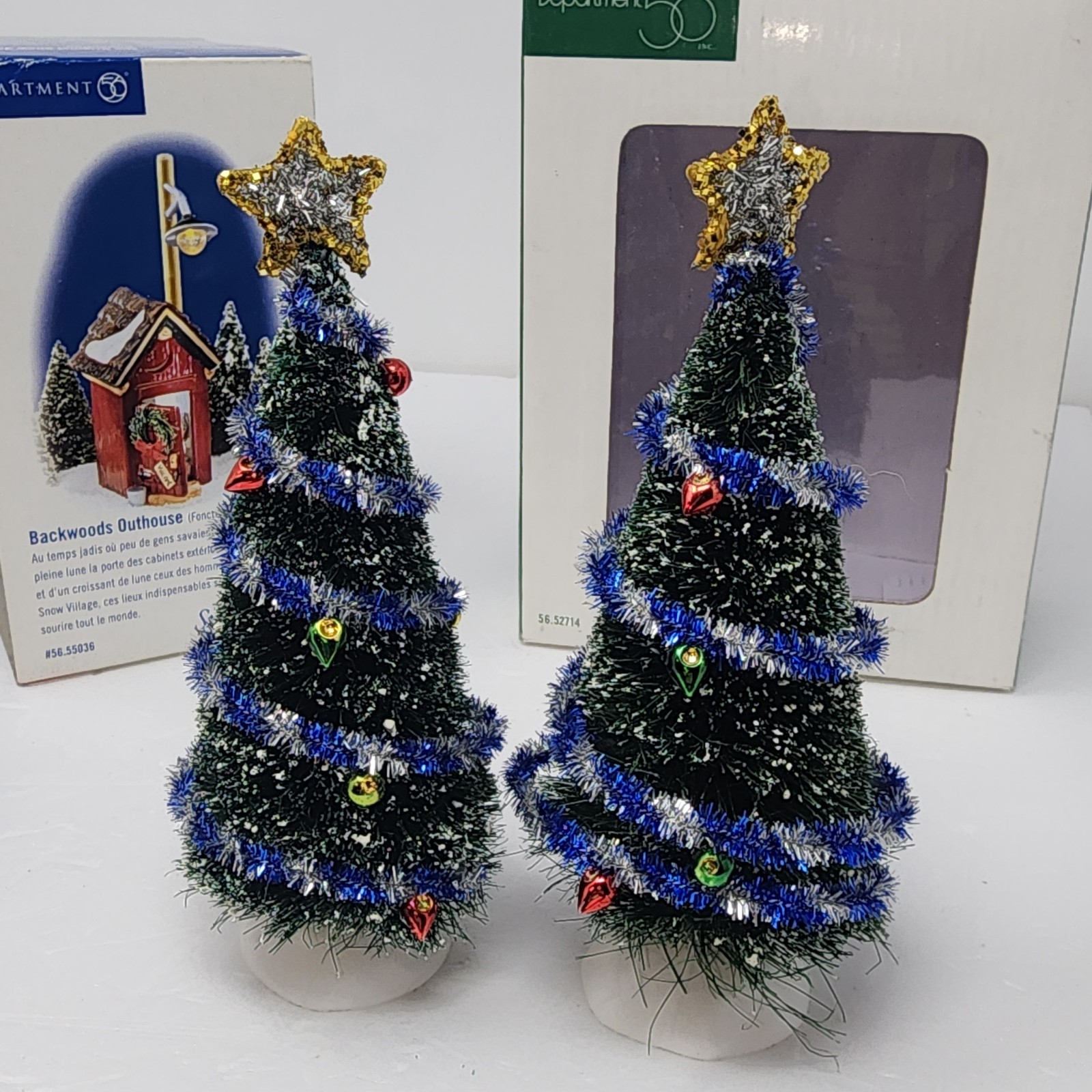 Department 56 Original Snow Village Lighted Backwood Outhouse Sisal Tree In Box