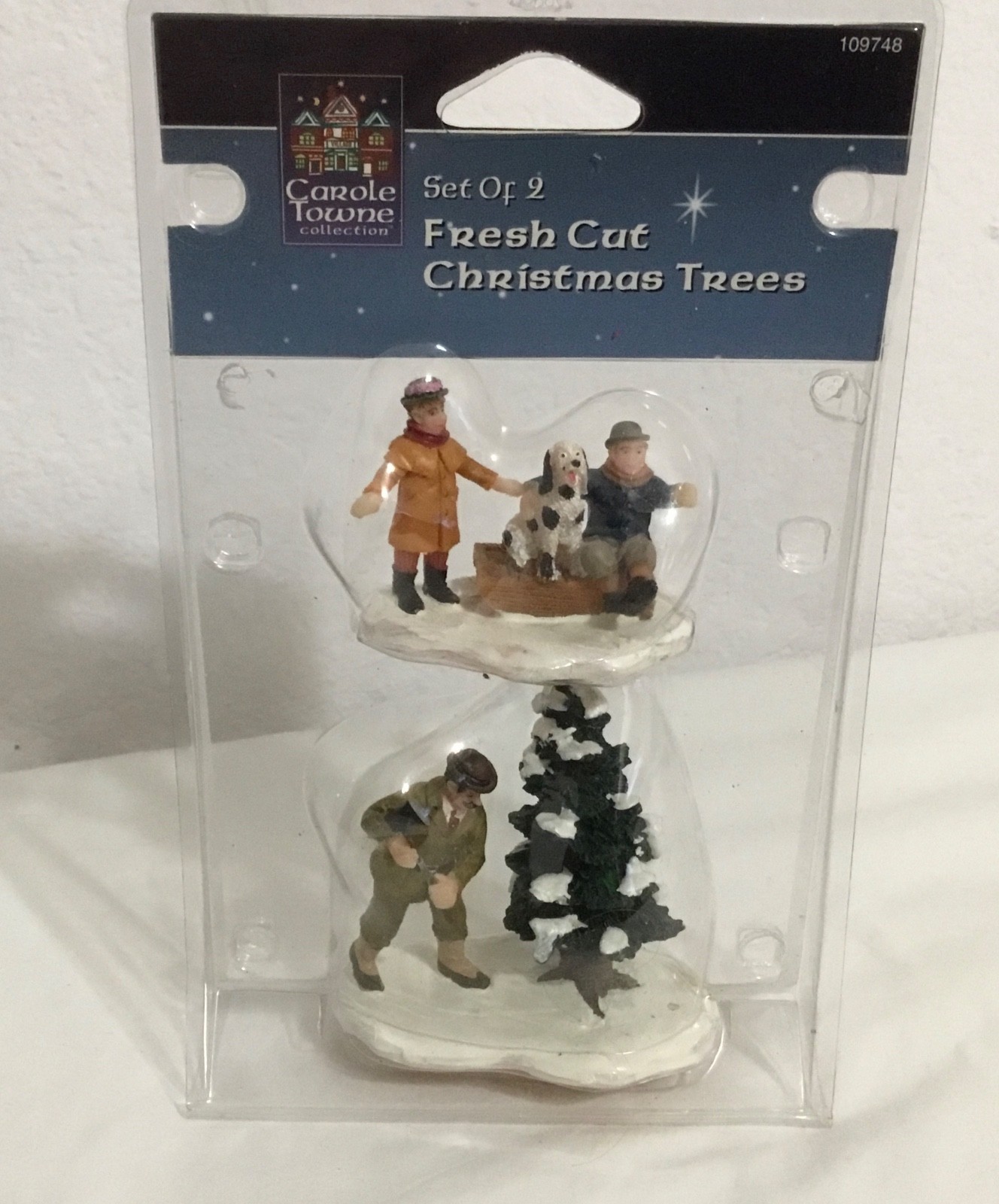 2004 Lemax Carole Towne Fresh Cut Christmas Trees Set of 2 #42866 NIP