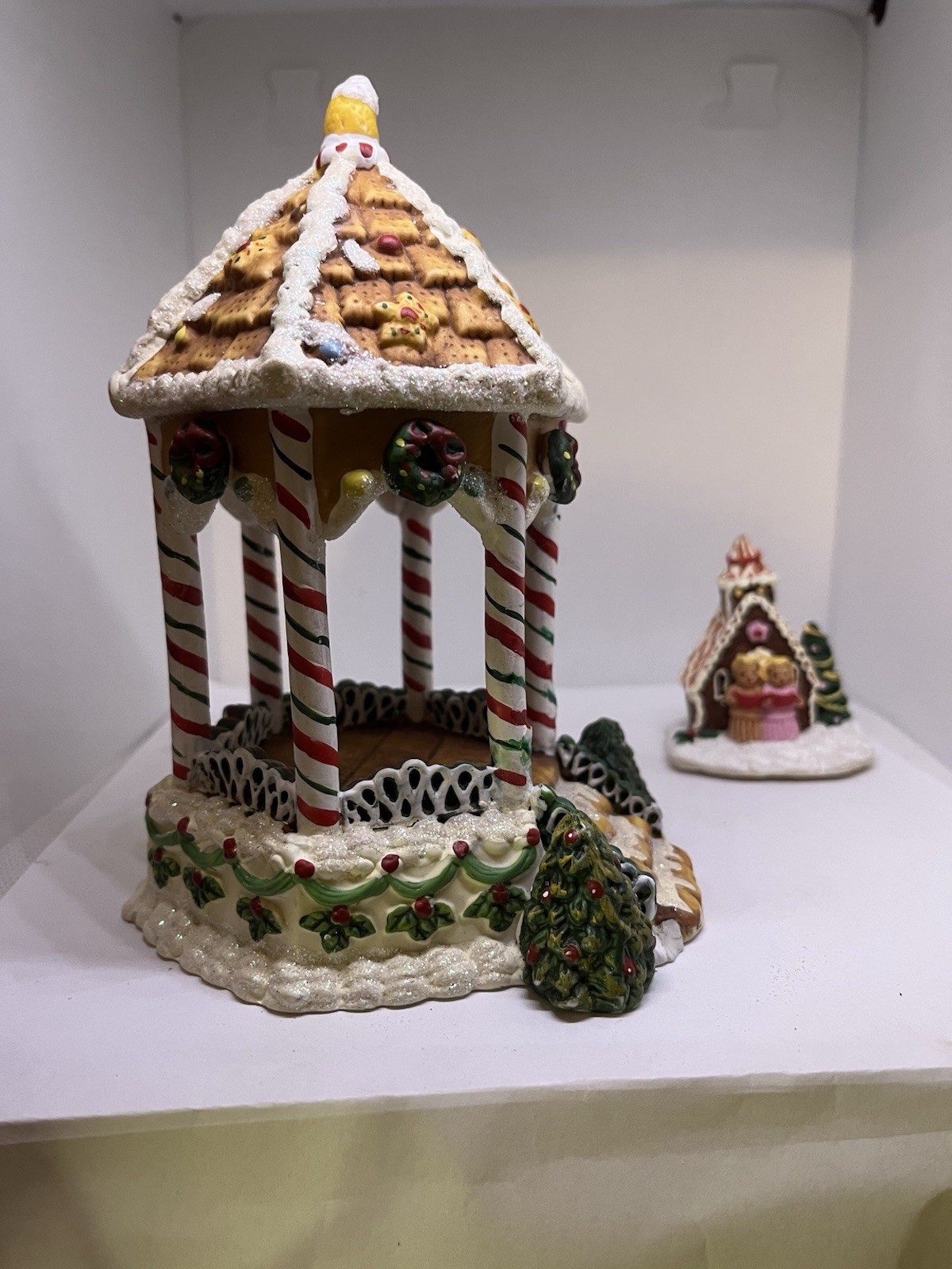 christmas decorations ceramic gingerbread gazebo & house w carolers