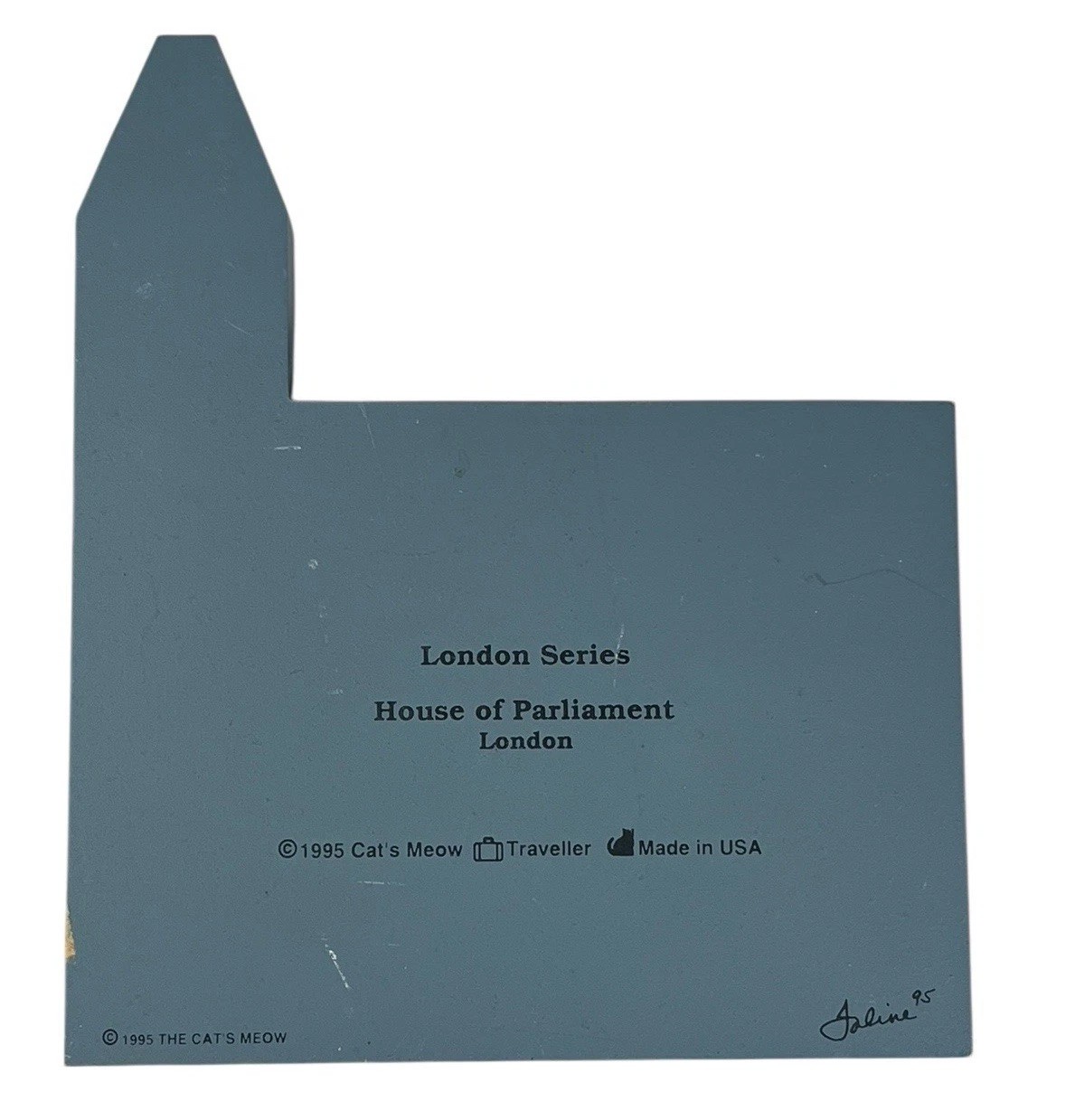Cats Meow Wood Folk Art Shelf Sitter LONDON HOUSE of PARLIAMENT & BIG BEN Signed