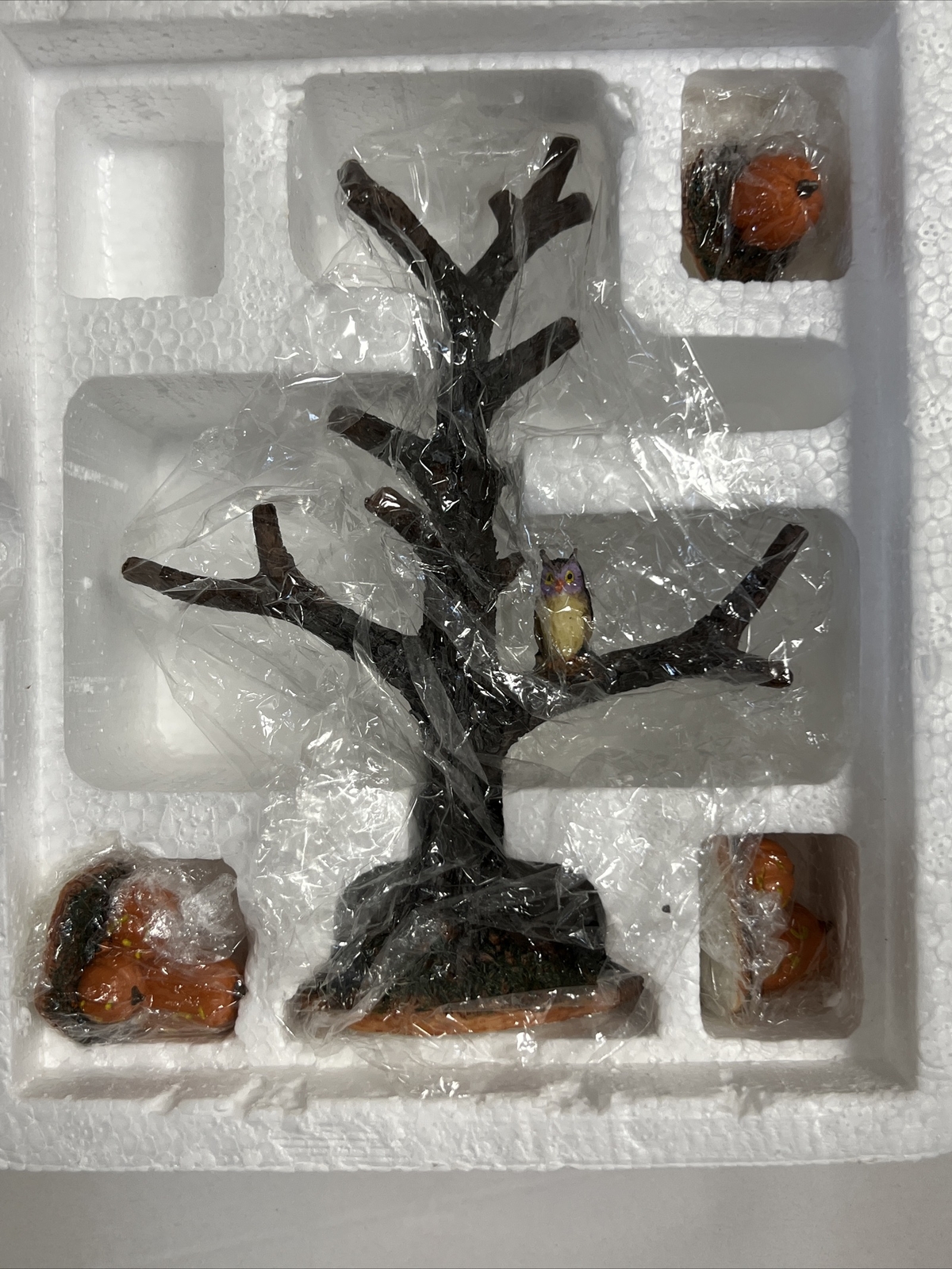 Lemax Spooky Town ~ SPOOKY TREE WITH PUMPKINS, Set of 4 ~ Table Accent EUC