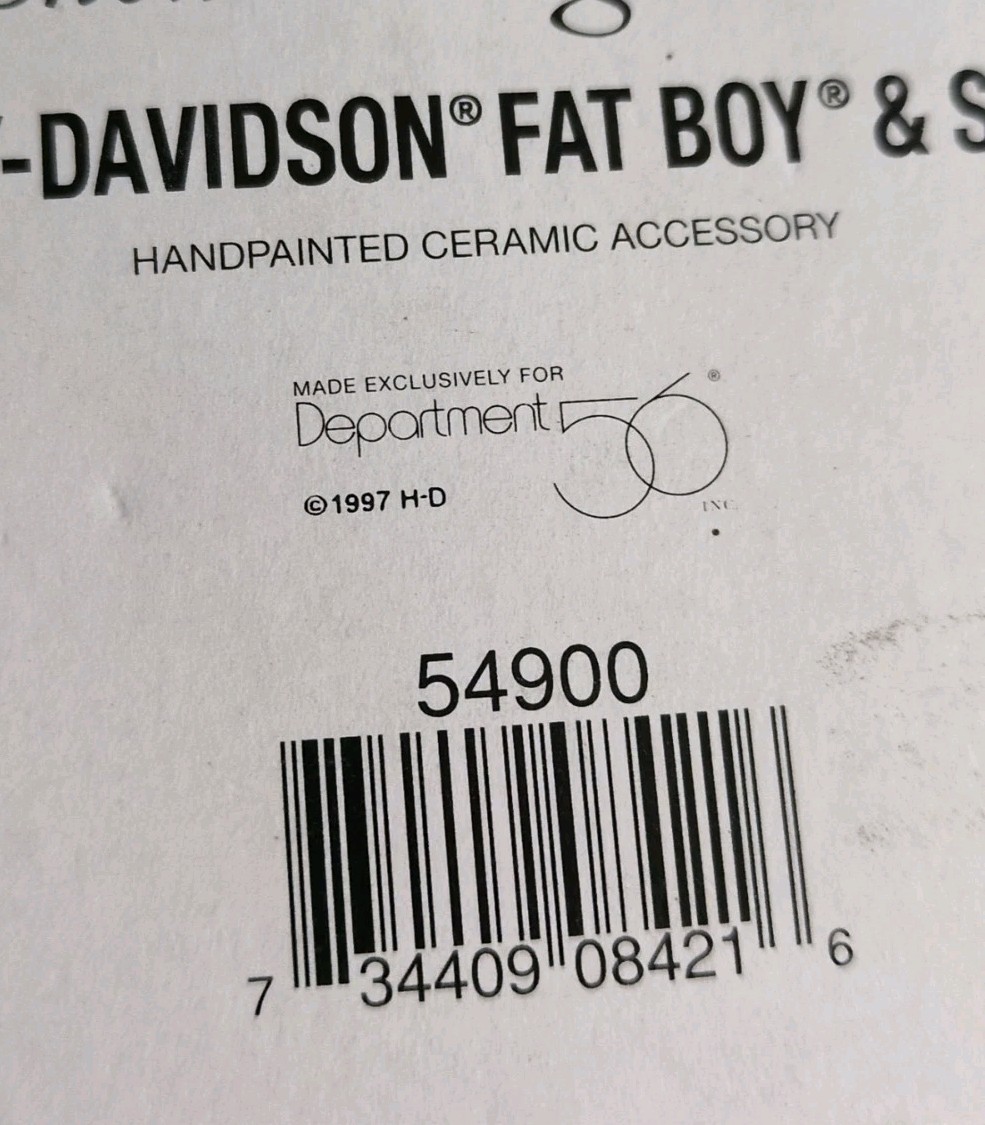 Vintage Harley Davidson Fat Boy & Softail Figure Statue Dept 56 Snow Village 97′