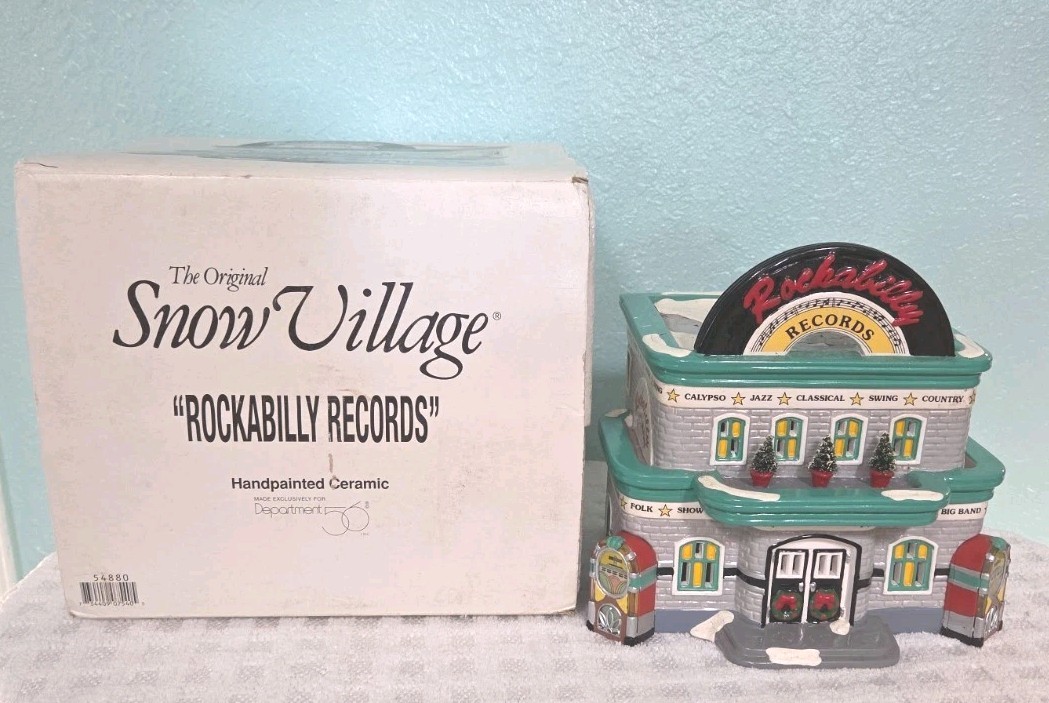 THE ORIGINAL SNOW VILLAGE DEPARTMENT 56 ROCKABILLY RECORDS 1996 RETIRED #54880