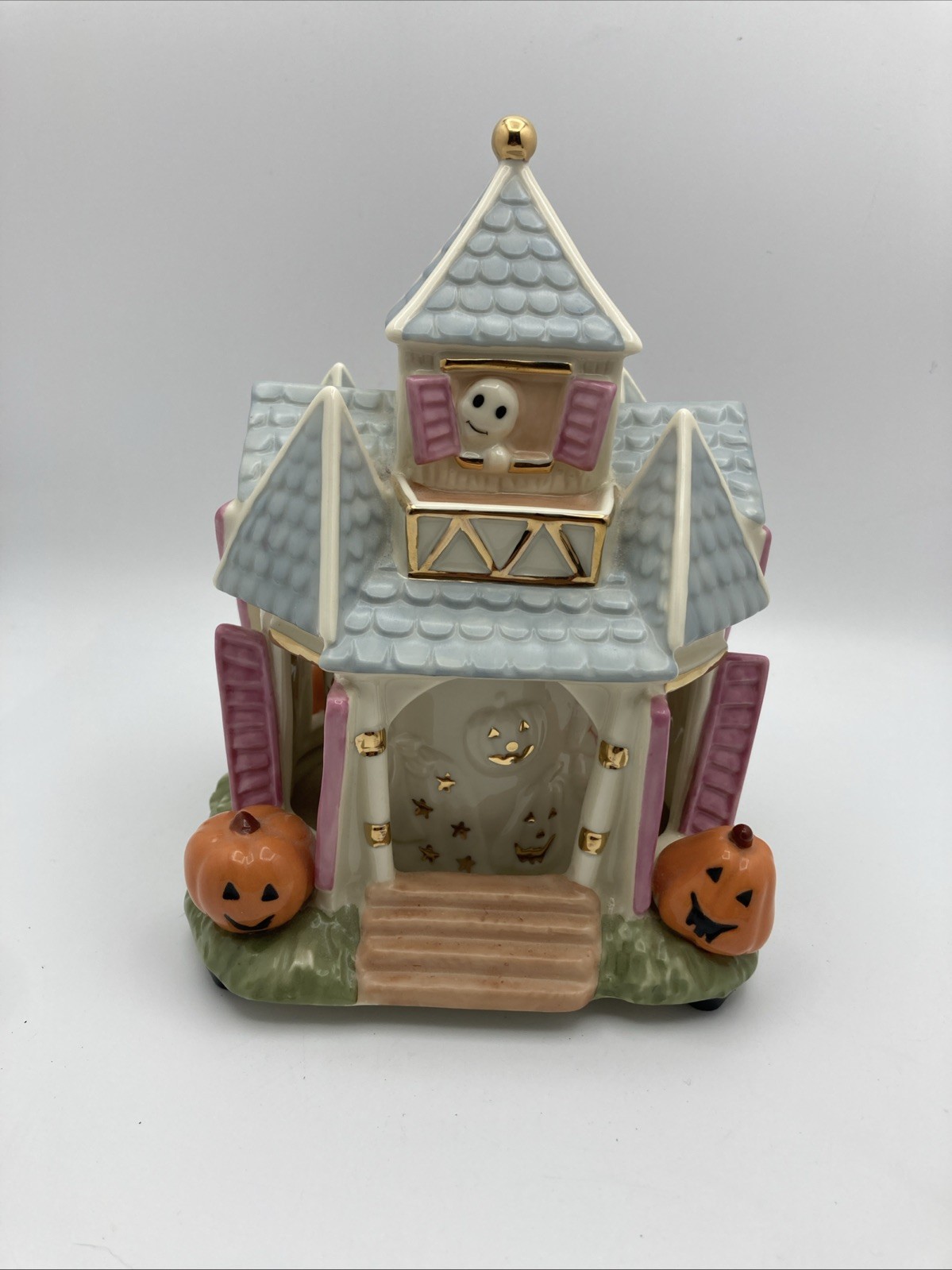 LENOX HAUNTED HALLOWEEN CERAMIC MUSIC BOX PUMPKINS SPOOKY HOUSE