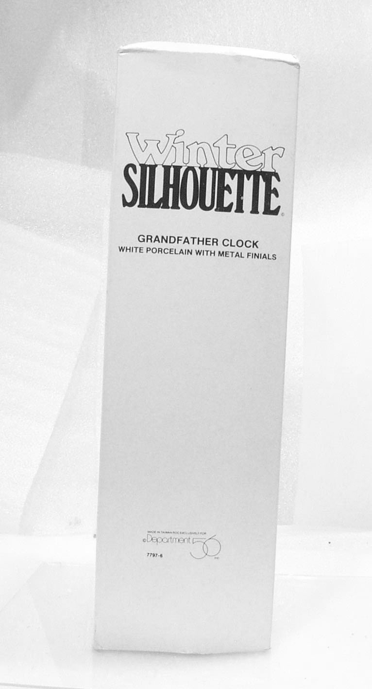 Dept. 56 GRANDFATHER CLOCK White Porcelain w Metal Finials #7797-6 w Box 12”