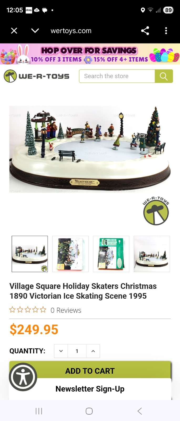 Village Square Holiday Skaters Christmas Village Victorian Ice Scene 1995