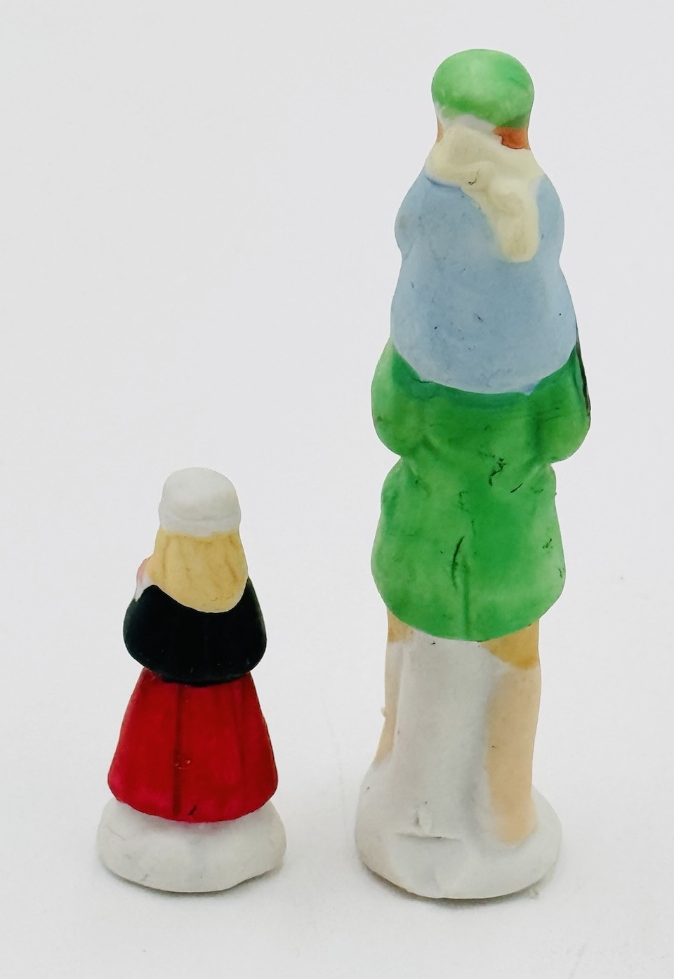 6 Christmas Village Figures Ceramic Skiing Sledding Towns People Kids Flaw